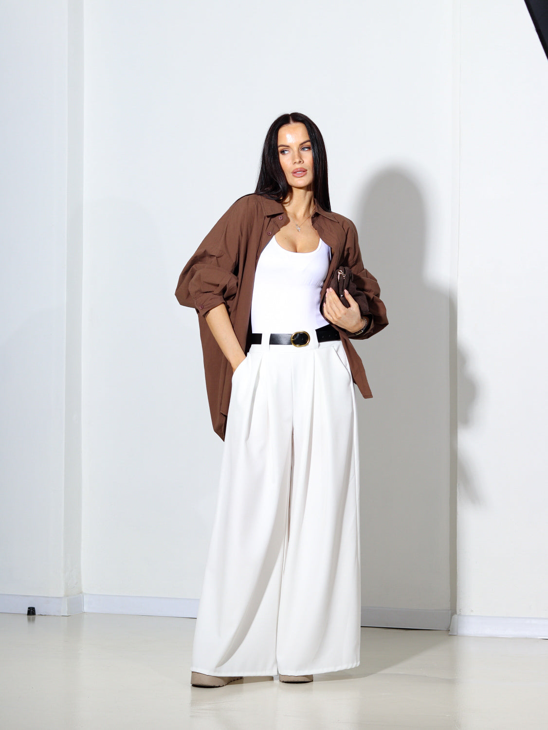 Baltas, klasiskas max platstaru bikses - 14142