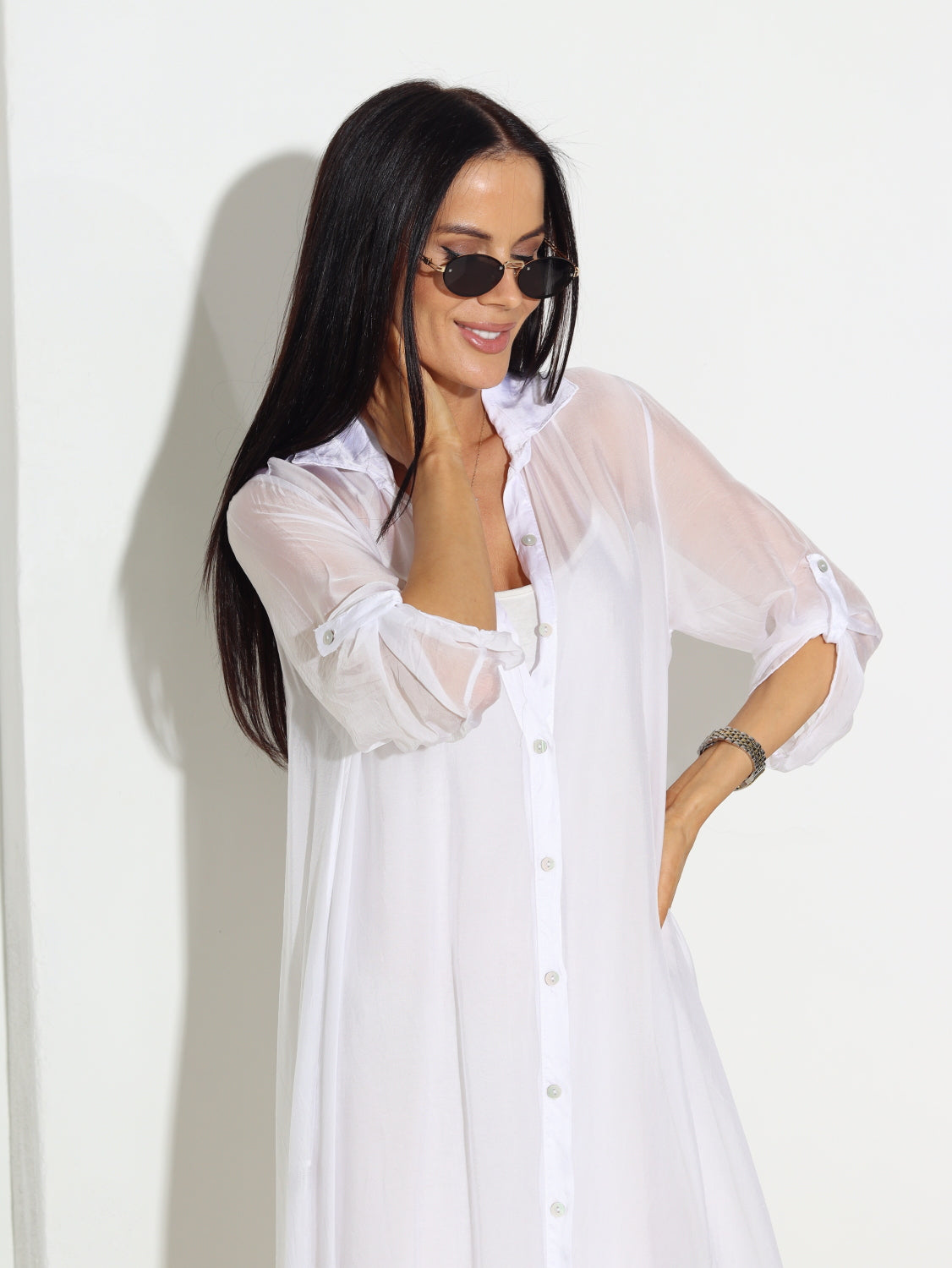 Balta gara kreklkleita ar apakškleitu - 15347