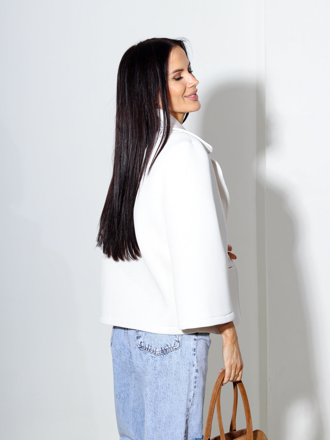 Balta pavasara jaka/ virsjaka ar piespraudi - 14159