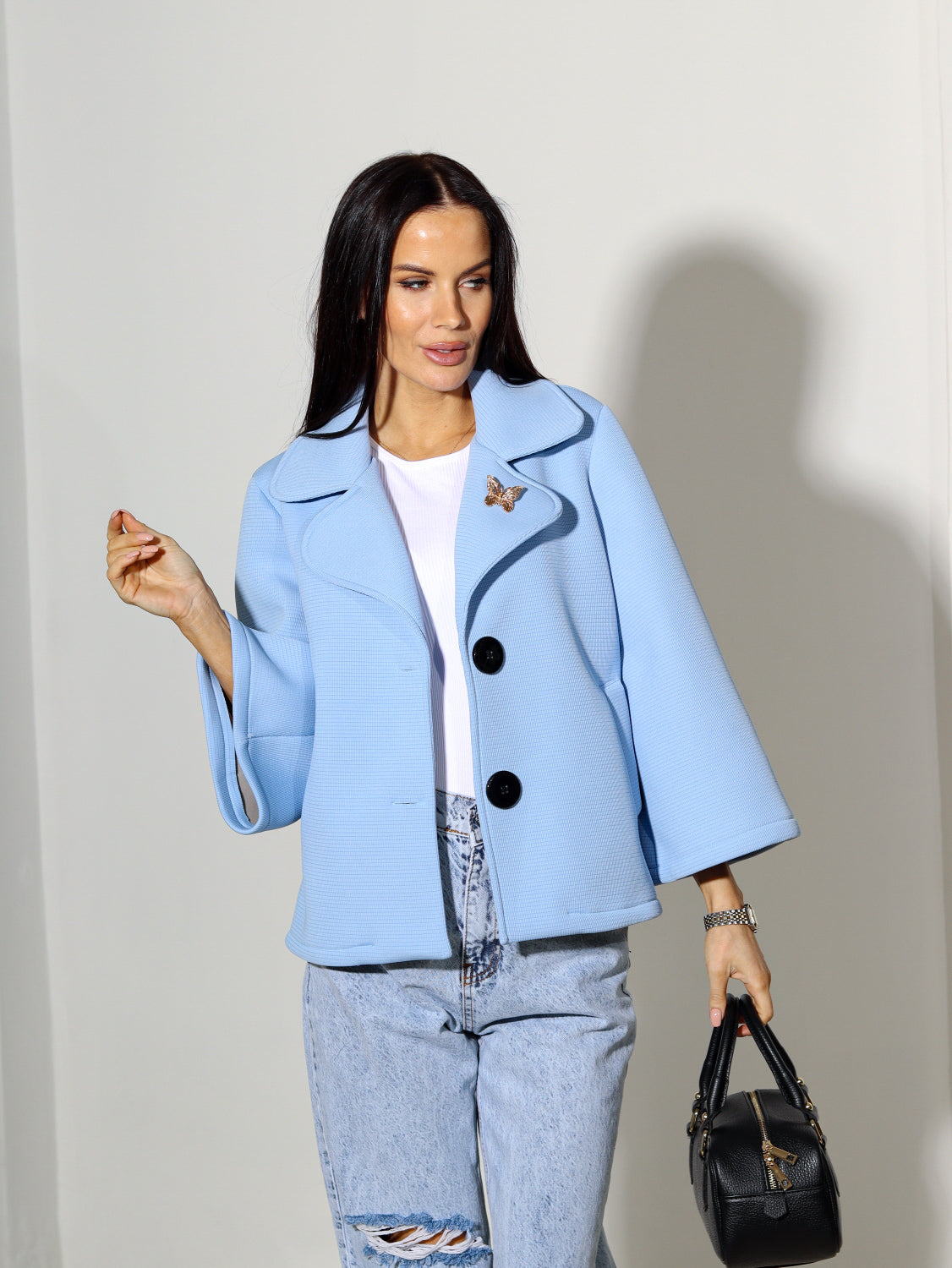 Zila pavasara jaka/ virsjaka ar piespraudi - 14158