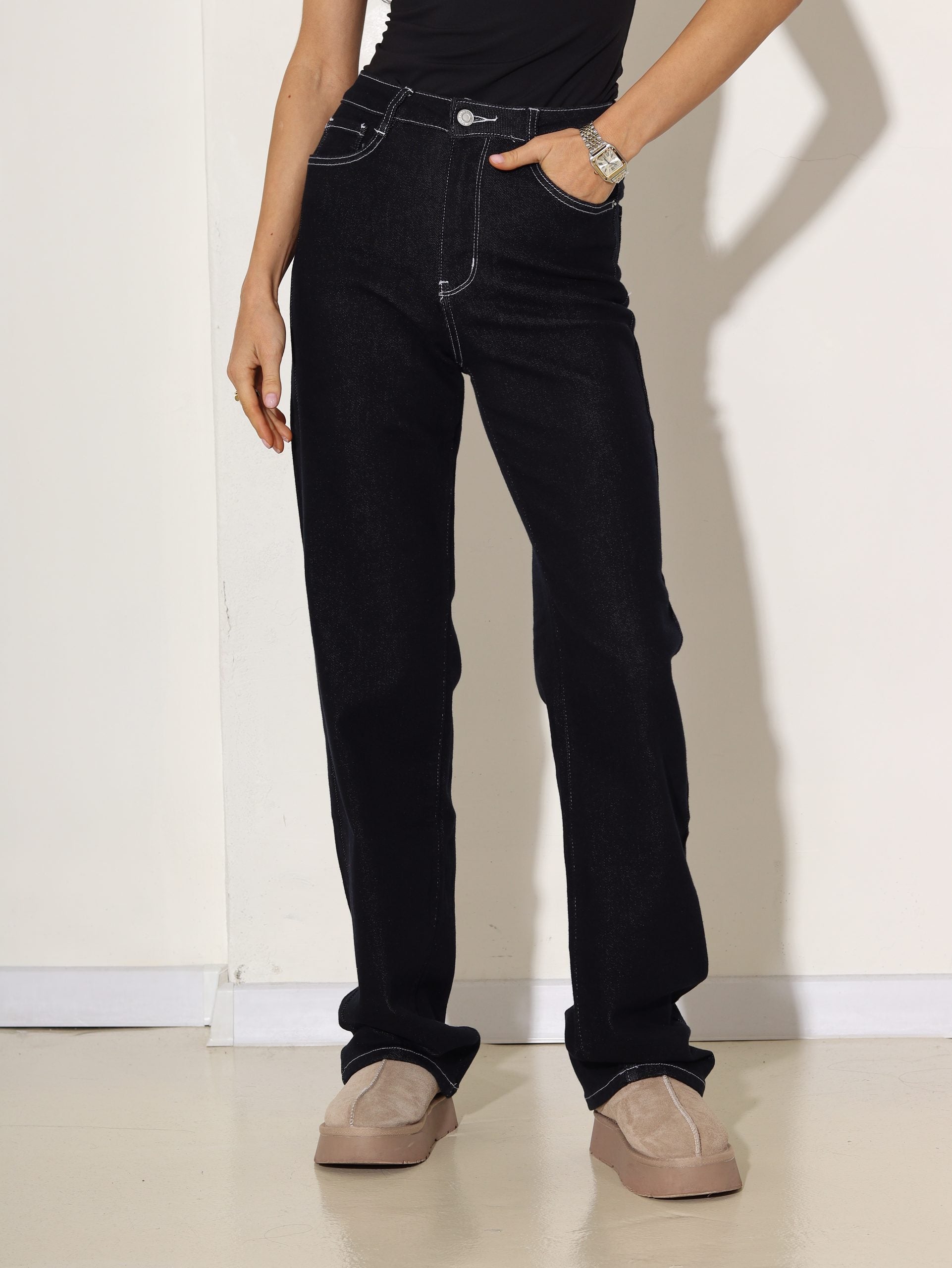 T.zilas džinsa bikses ar baltu diedziņu - 16917