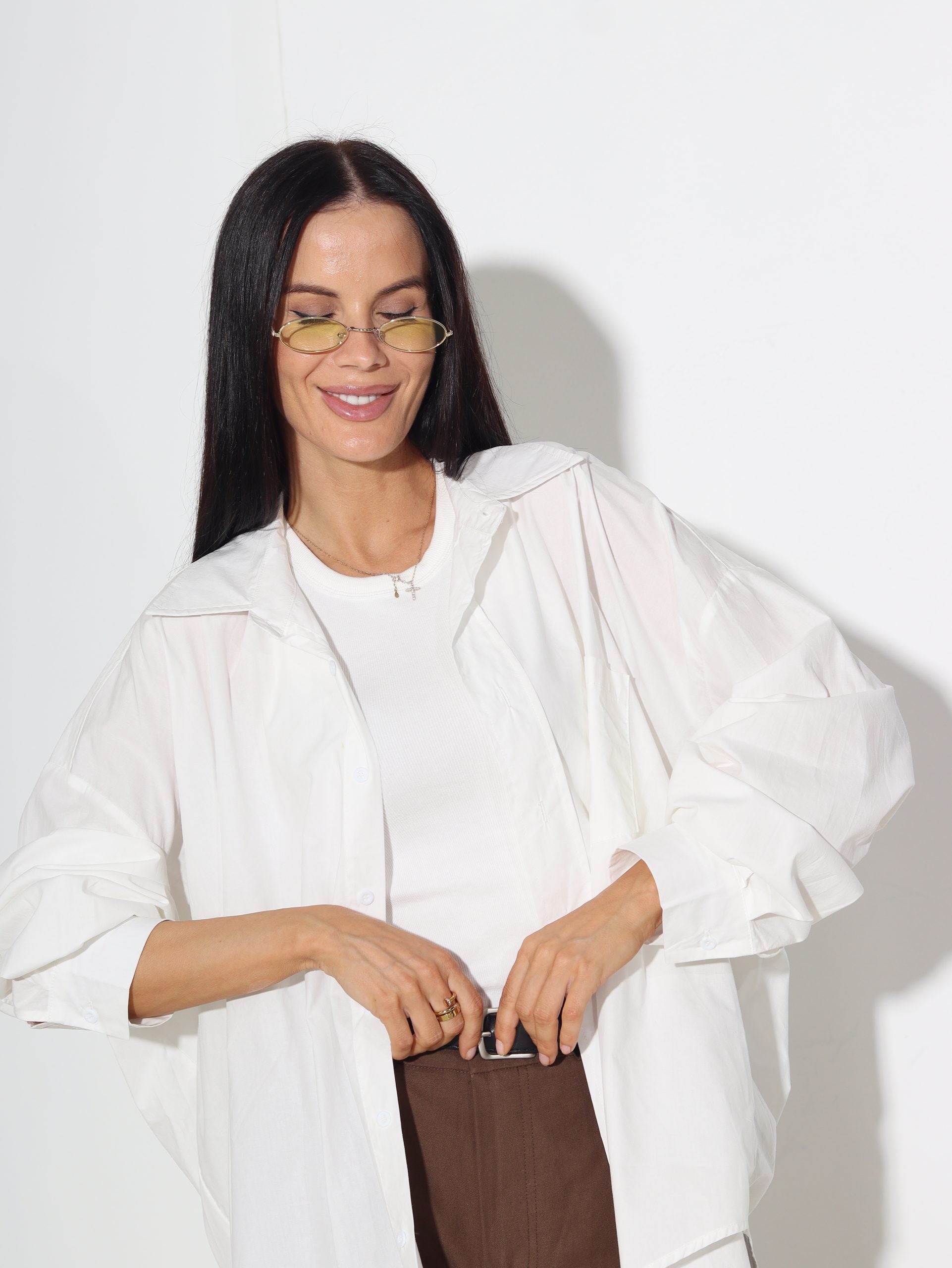 Balts, kokvilnas klasisks krekls - 15871