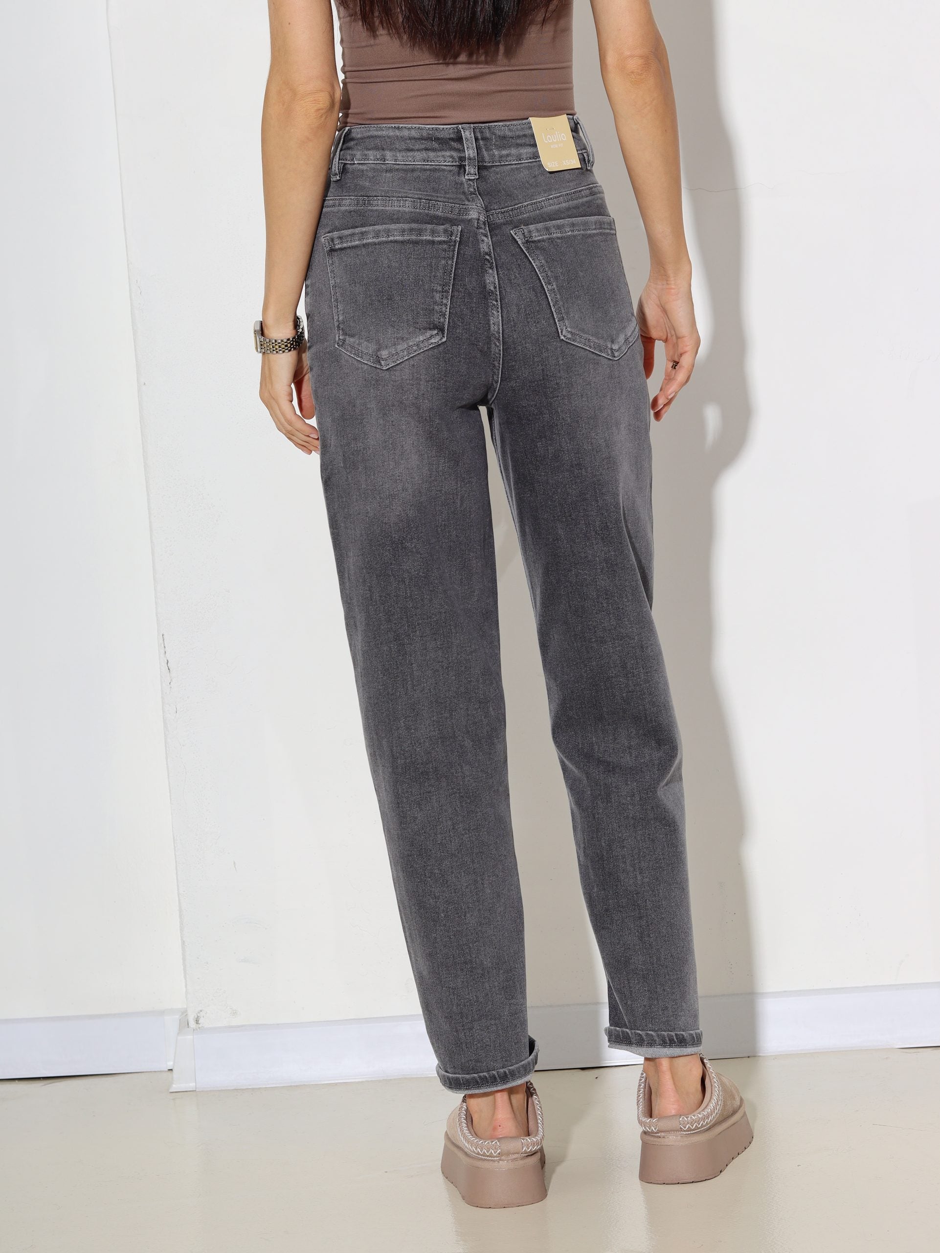 Pelēkas 'Mom Fit' Laulia firmas džinsa bikses - 16249