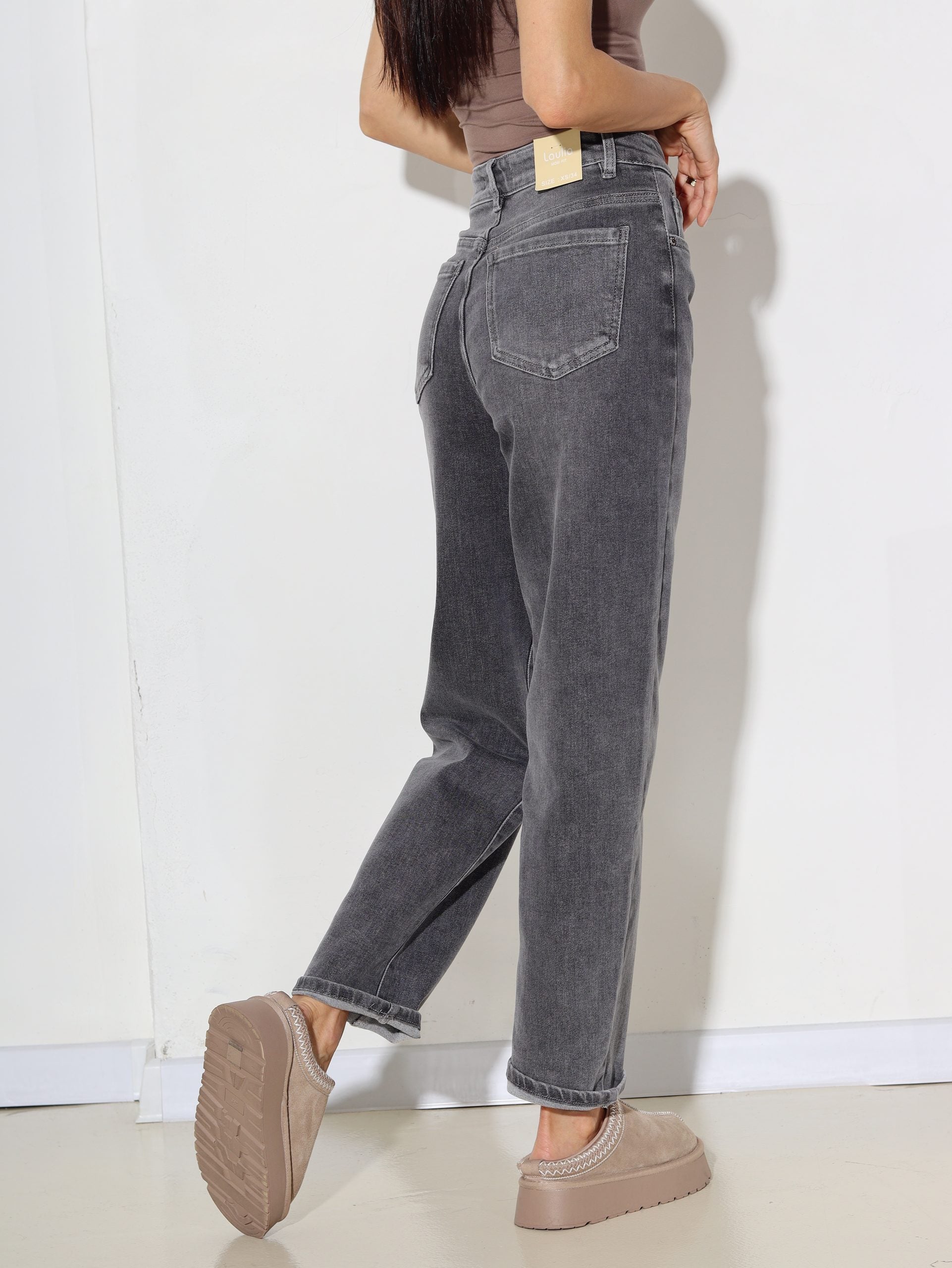 Pelēkas 'Mom Fit' Laulia firmas džinsa bikses - 16249