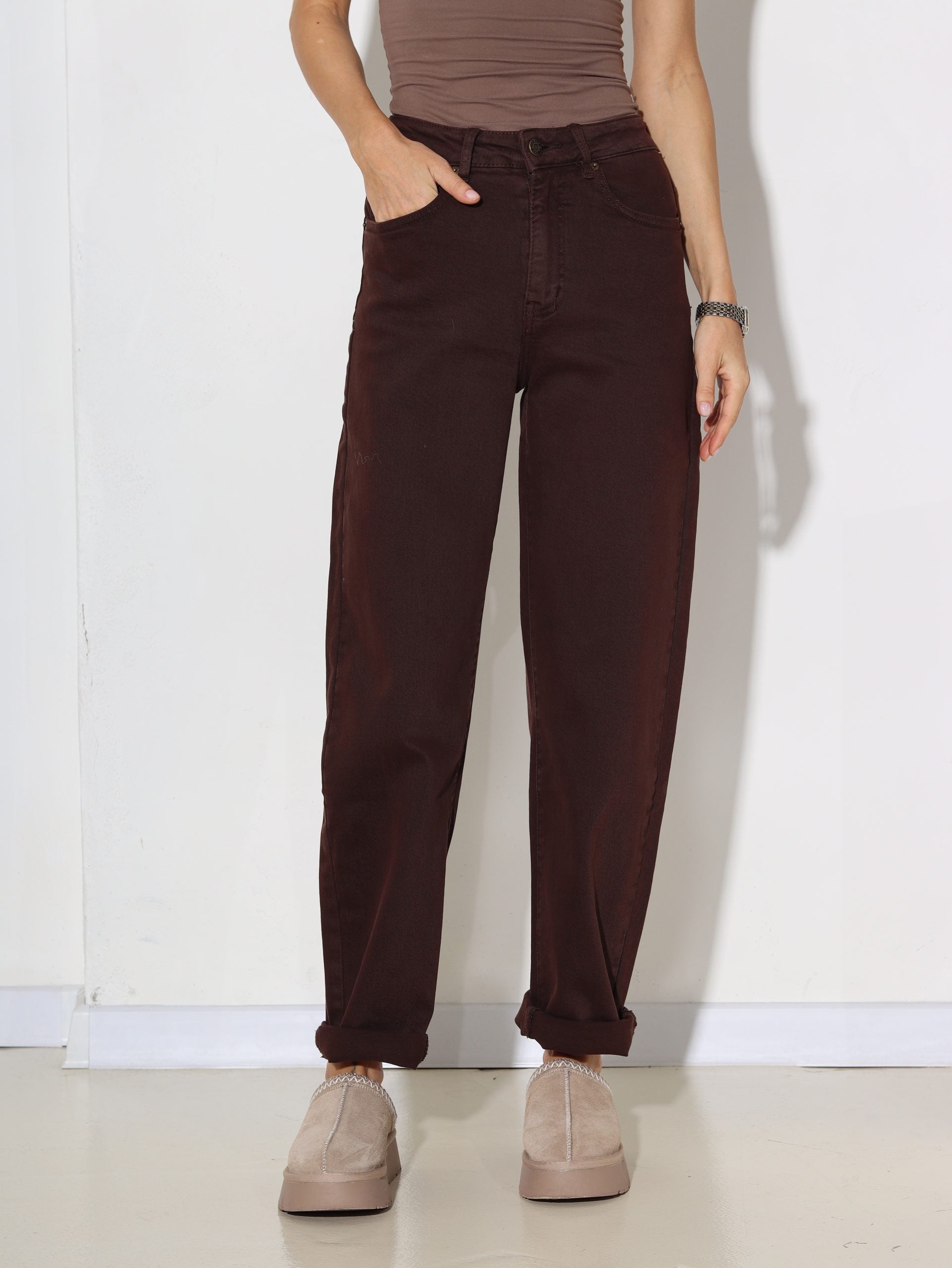 Šoko brūnas 'Mom fit' džinsa bikses, Laulia - 16307