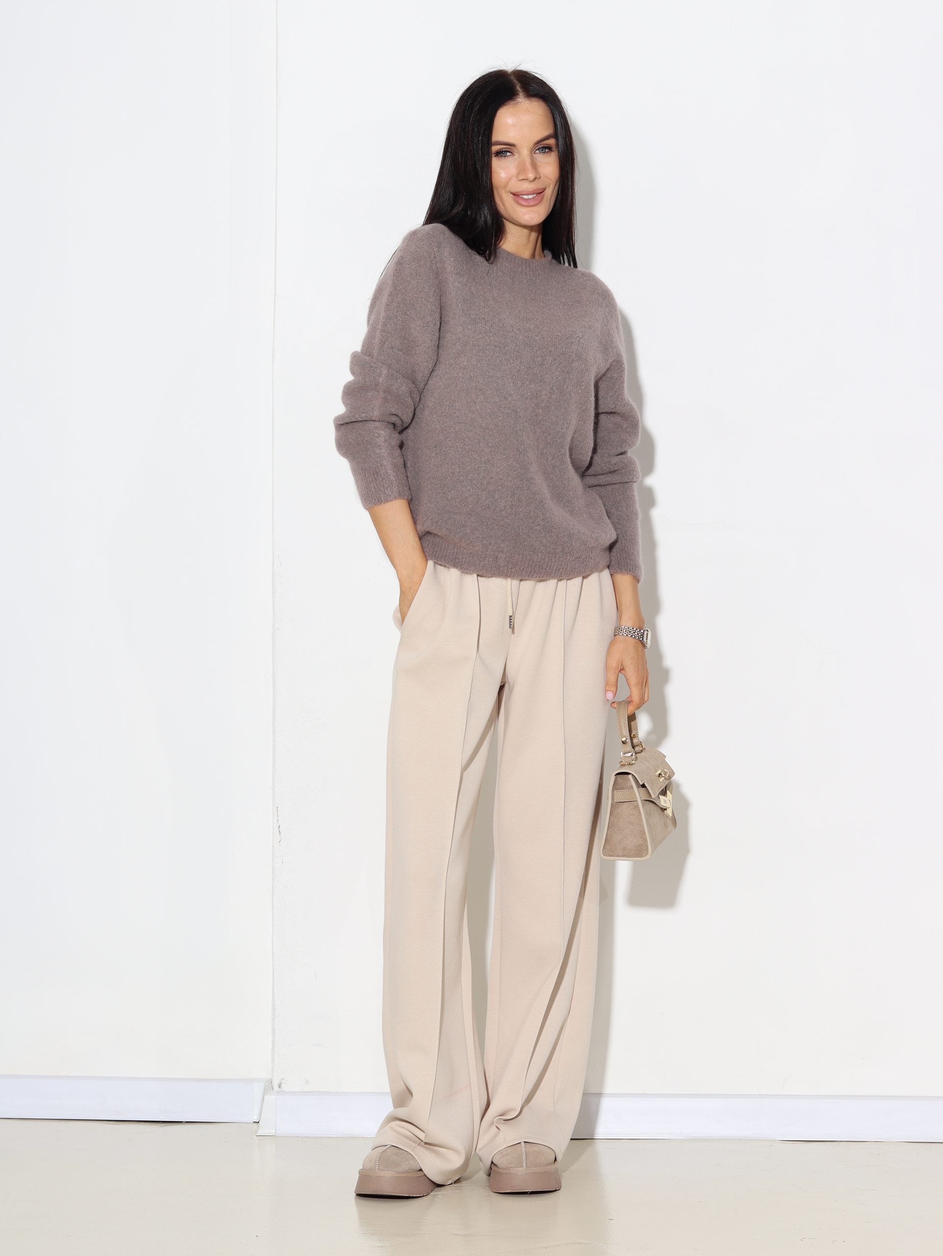 Taupes tonī alpakas džemperis 'Basic' - 16957