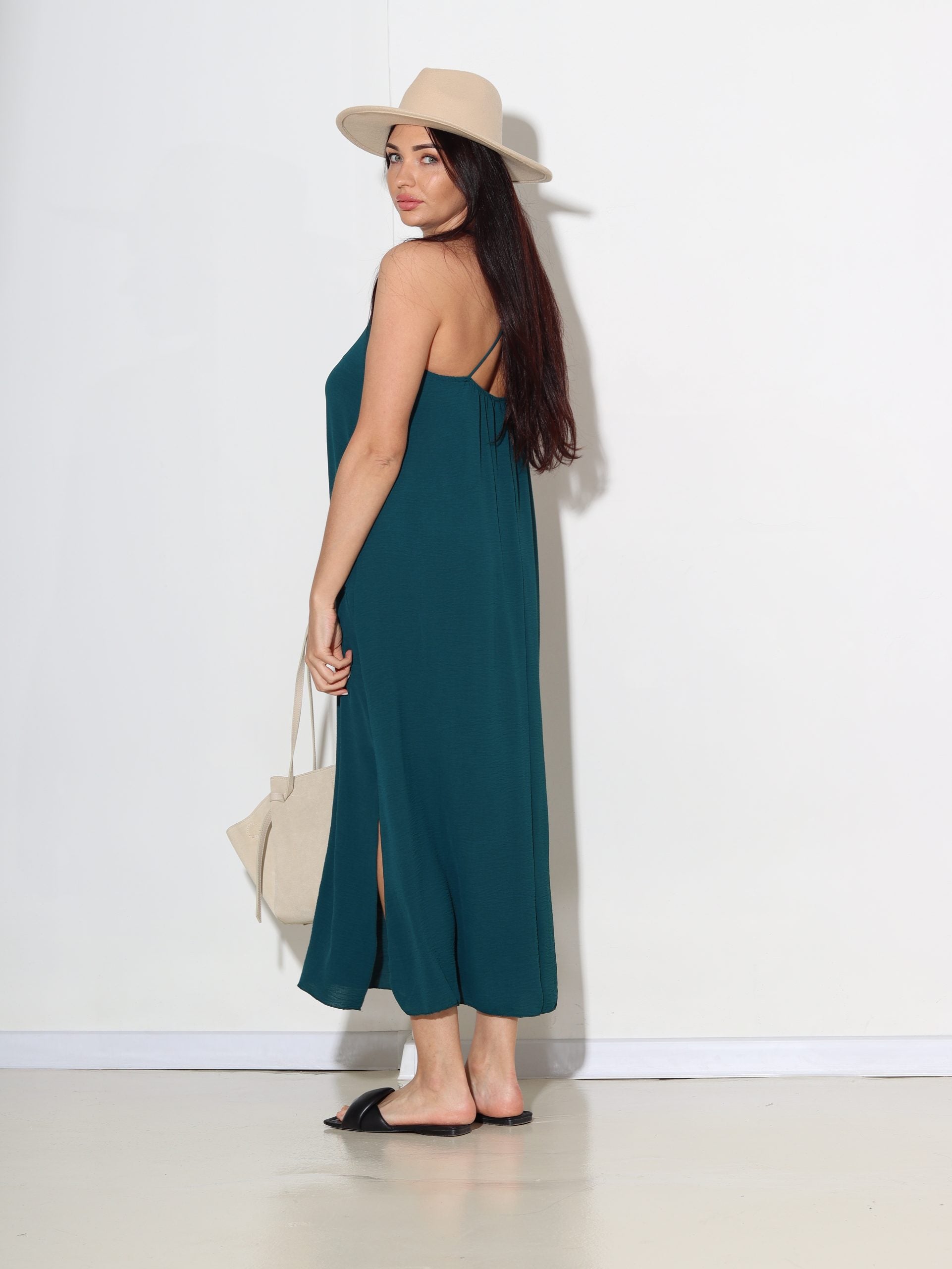 Tirkīzzila kleita uz smalkām lencītēm - 15554