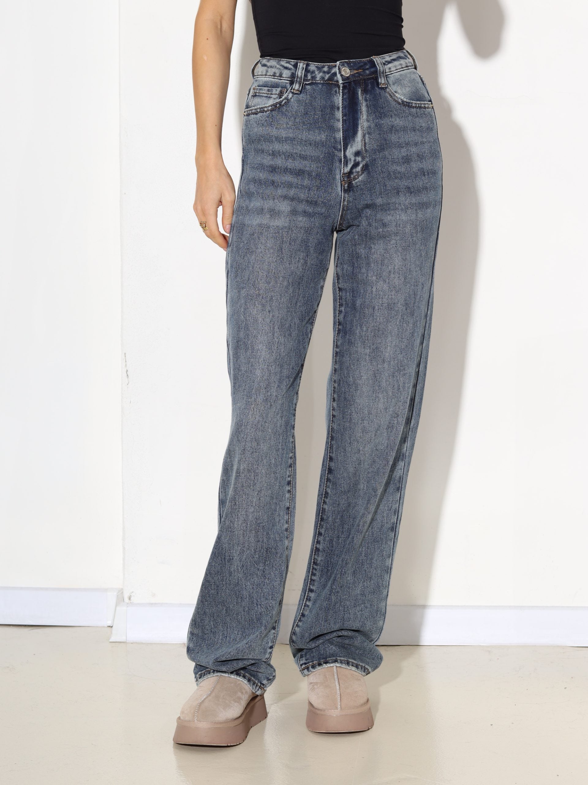 Zilas, "Laulia" firmas džinsu bikses ar balinājuma efektu - 17363