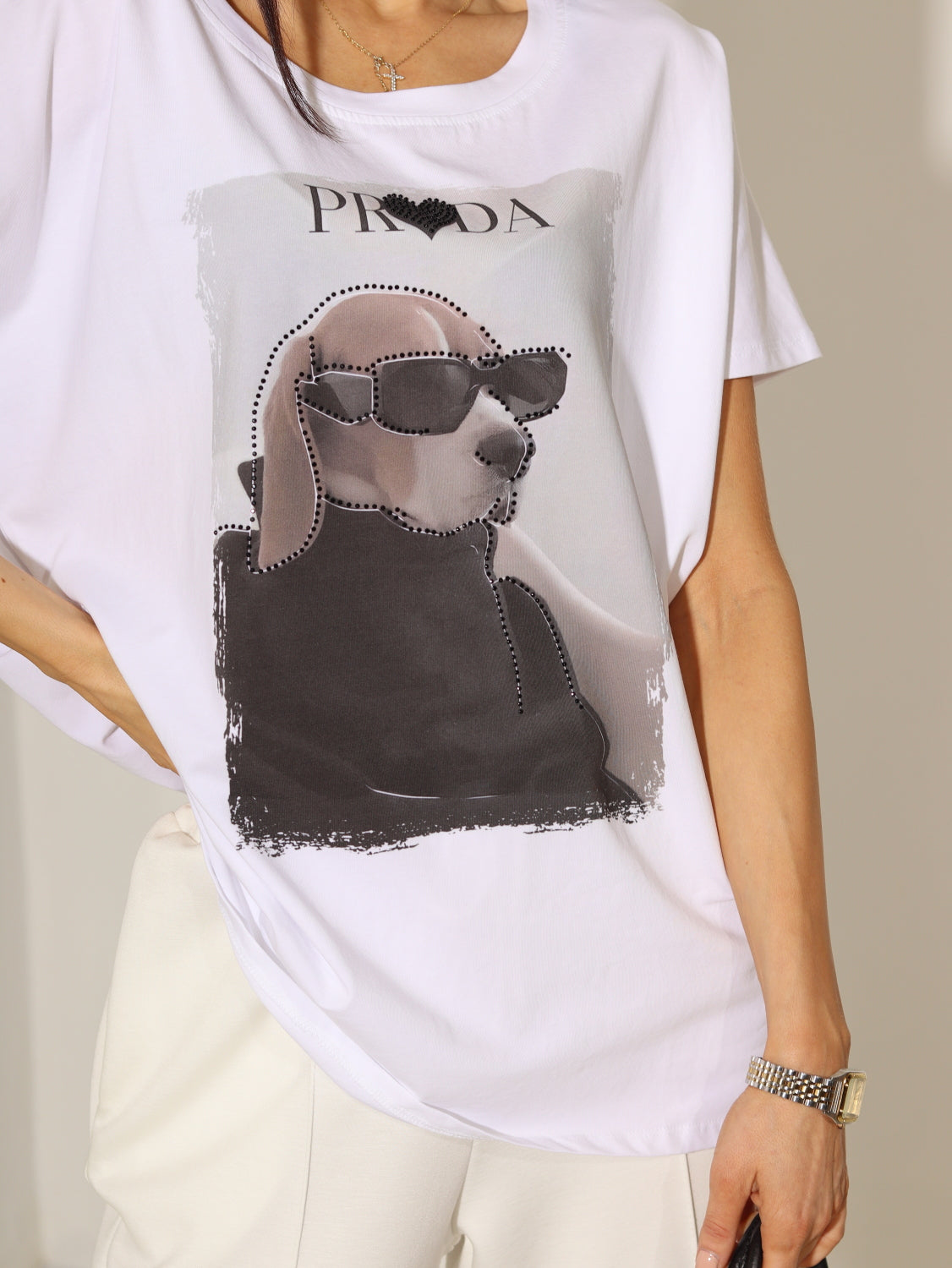 Balts tops ar zīmējumu ''Bīgls" - 14246