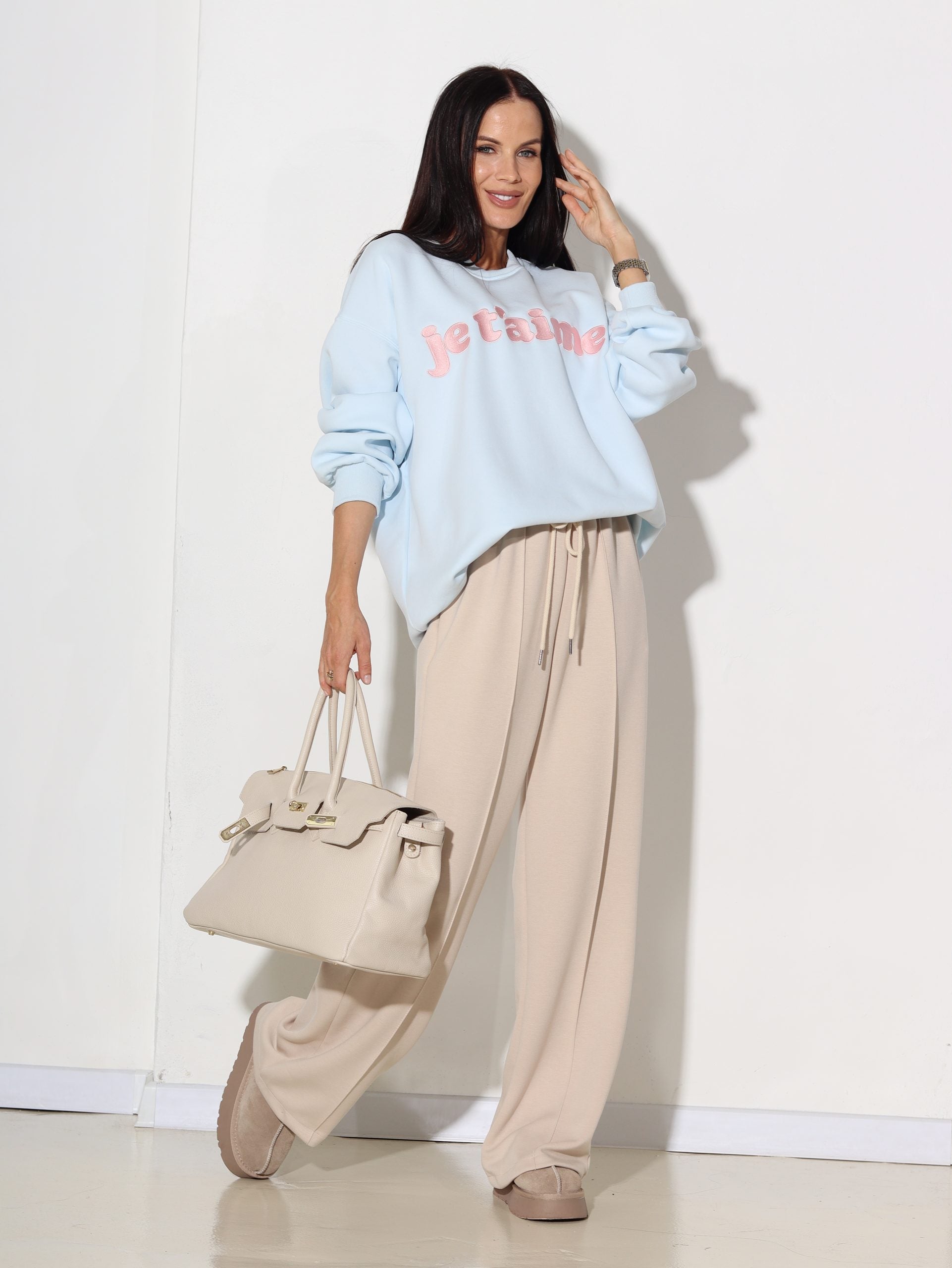 Zils oversize džemperis ,, Jet' aime'' - 16299