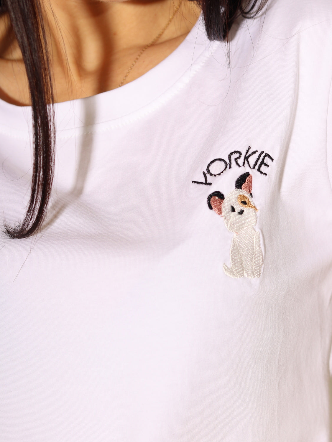 Balts tops ar zīmējumu mini ''Yorkie" - 14255
