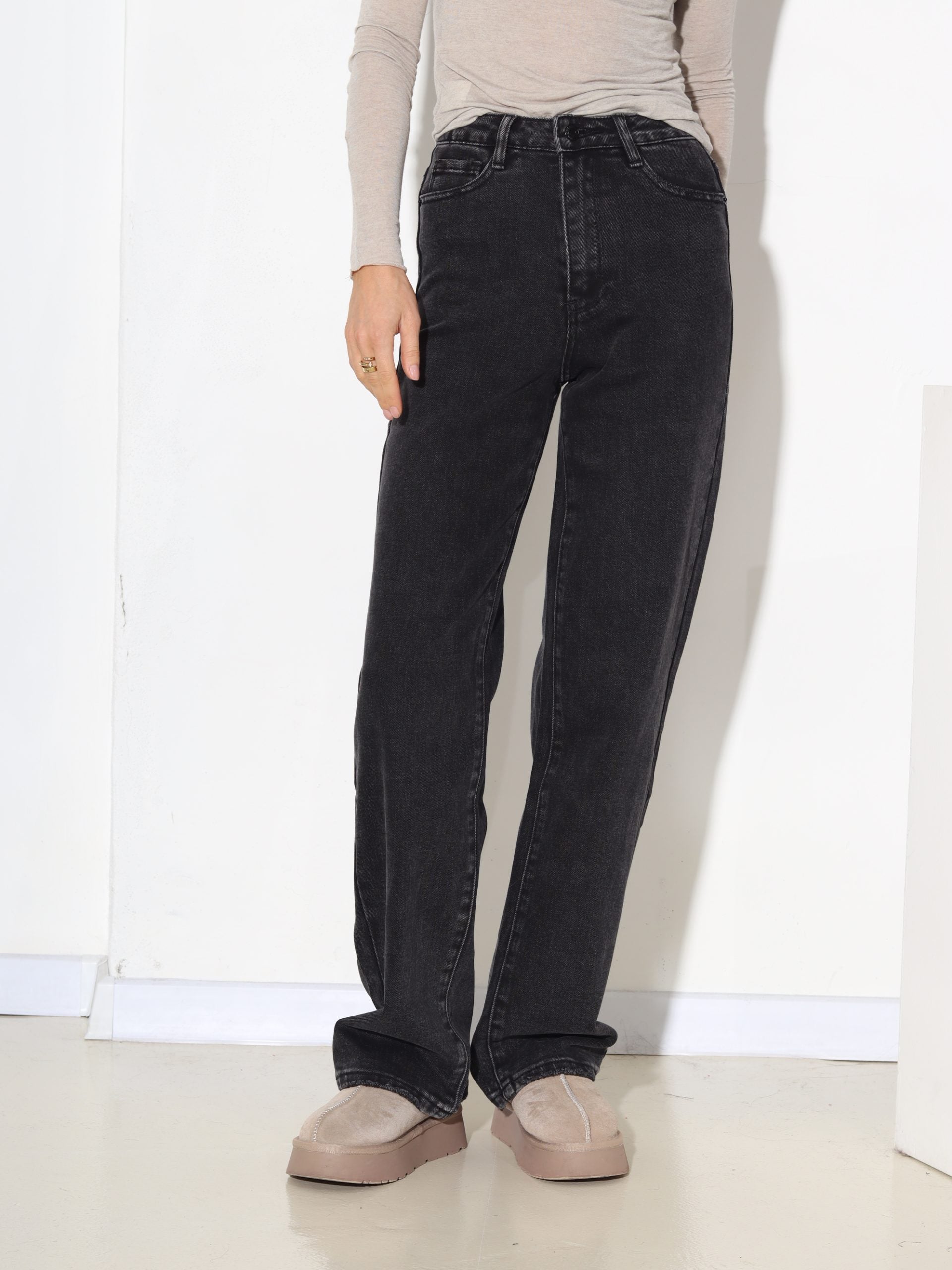 T.pelēkas "Laulia" stingra auduma džinsu bikses - 17360