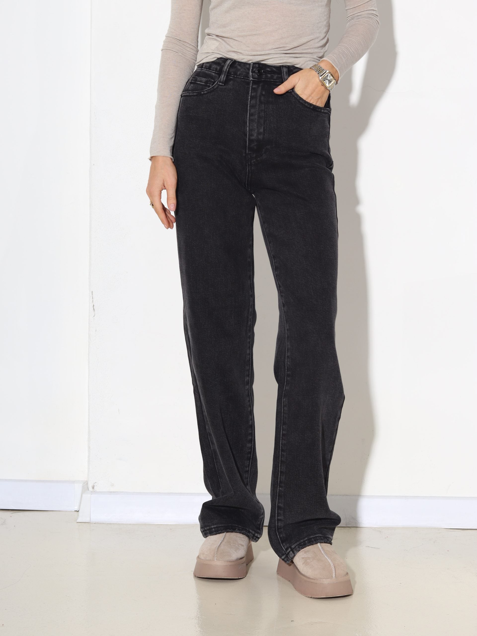 T.pelēkas "Laulia" stingra auduma džinsu bikses - 17360