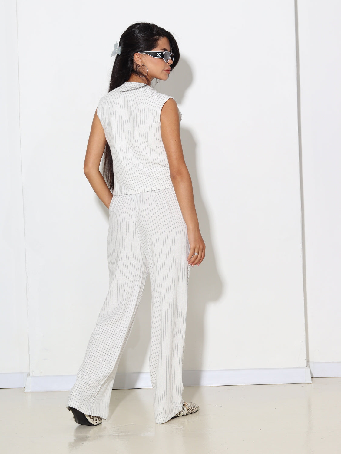 Balts lina komplekts (veste+bikses) - 15571