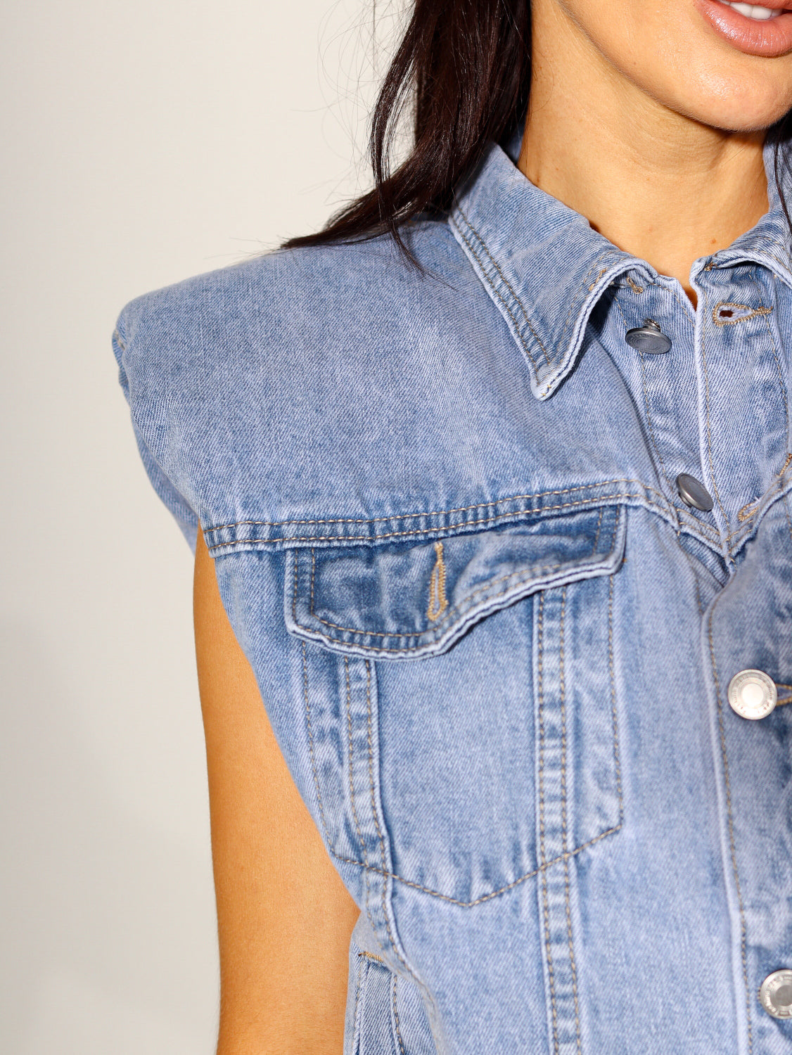 Zila džinsa veste ar push up pleciņiem - 14283