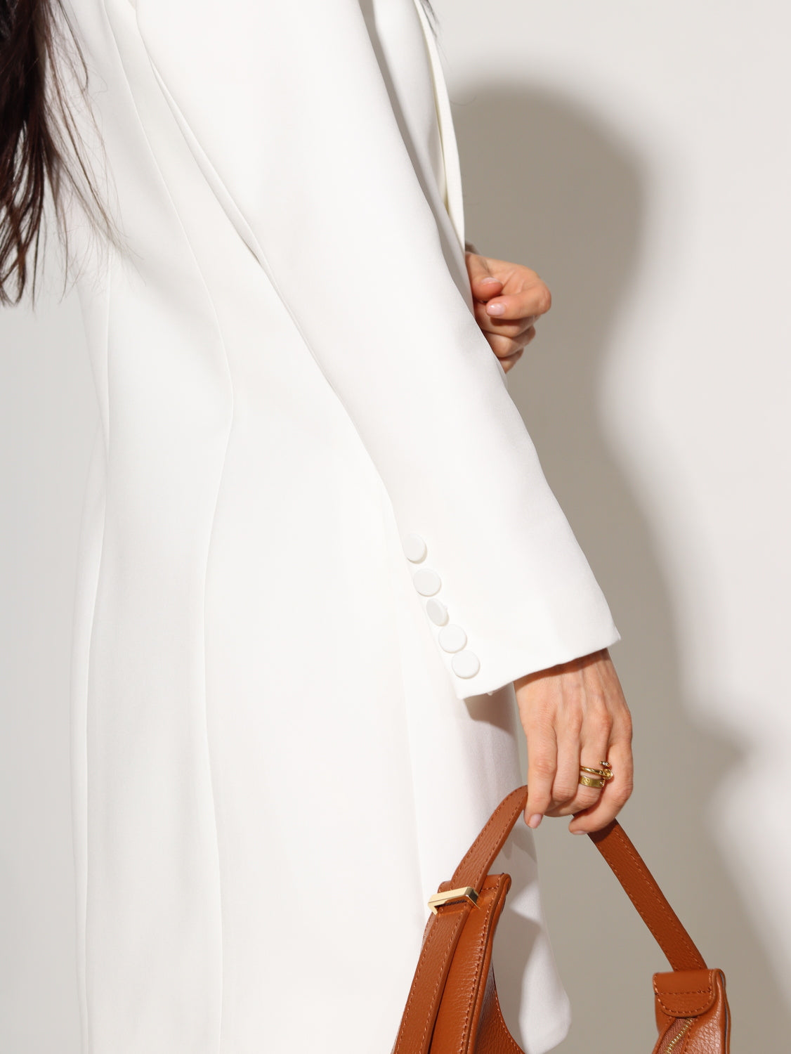 Balta žakettipa kleita ar sānu aizdari uz podziņām - 14783