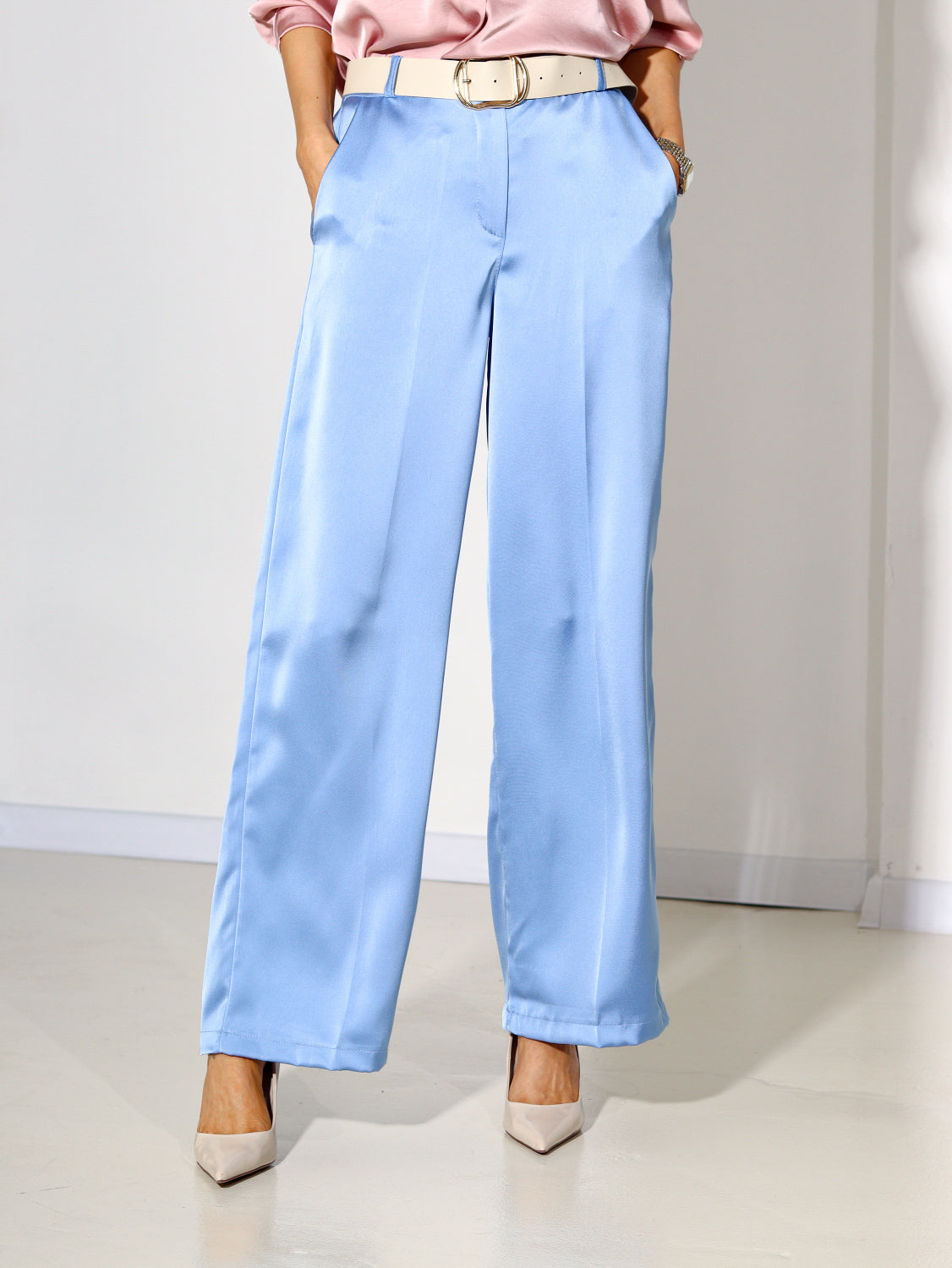 Zilas bieza atlasa klasiskas bikses - 14316