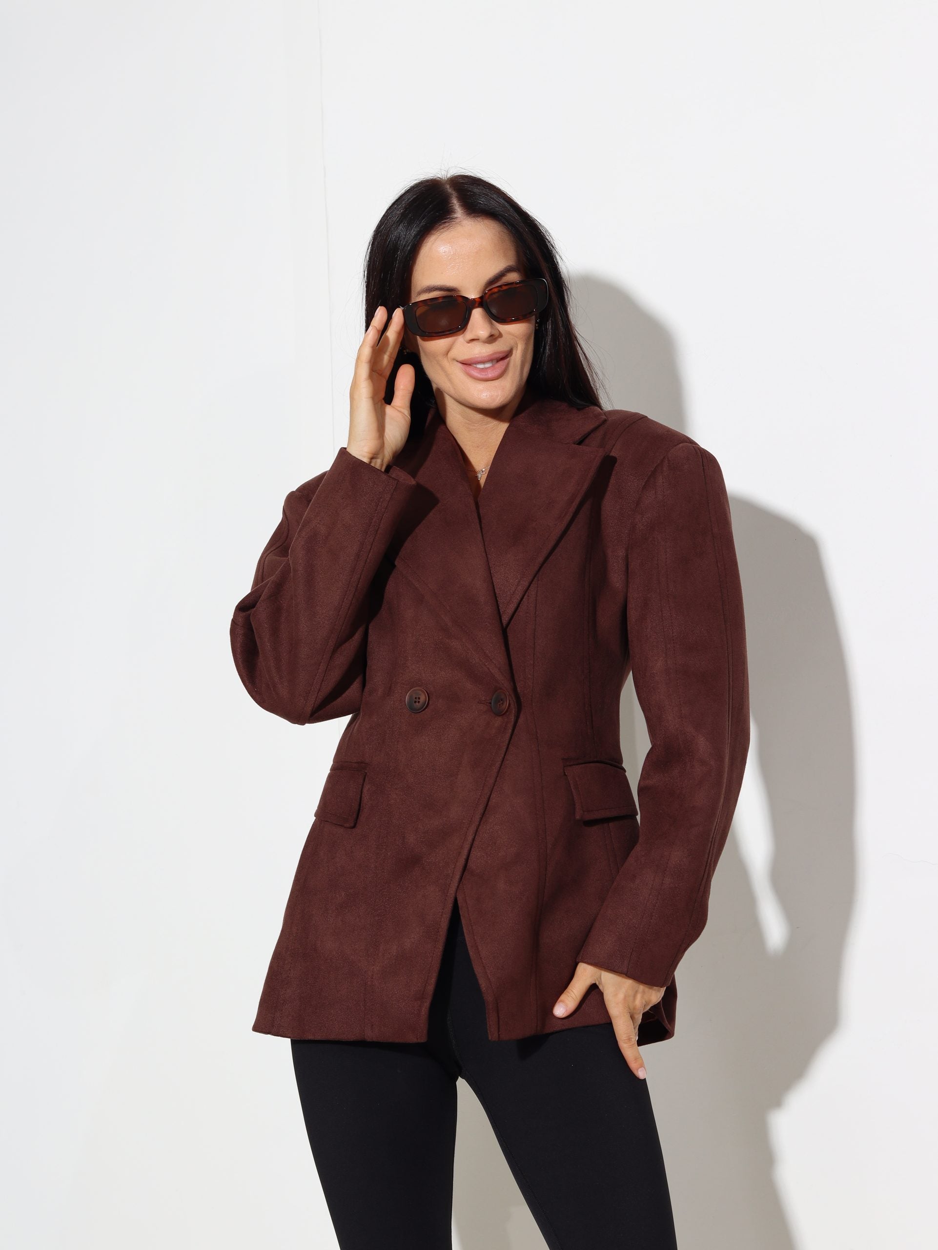 Šoko / brūna zamšādas auduma žakete - 16342