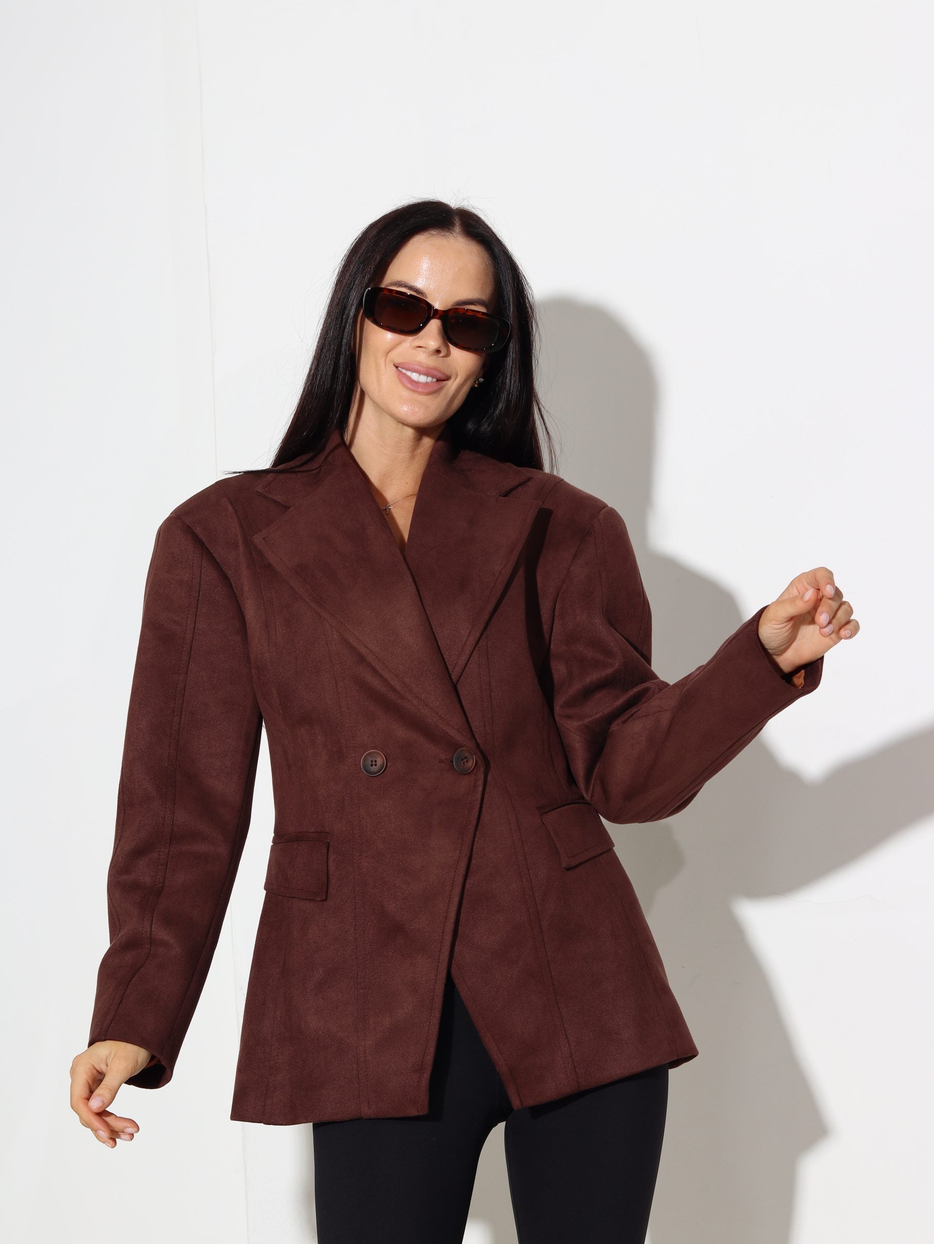 Šoko / brūna zamšādas auduma žakete - 16342