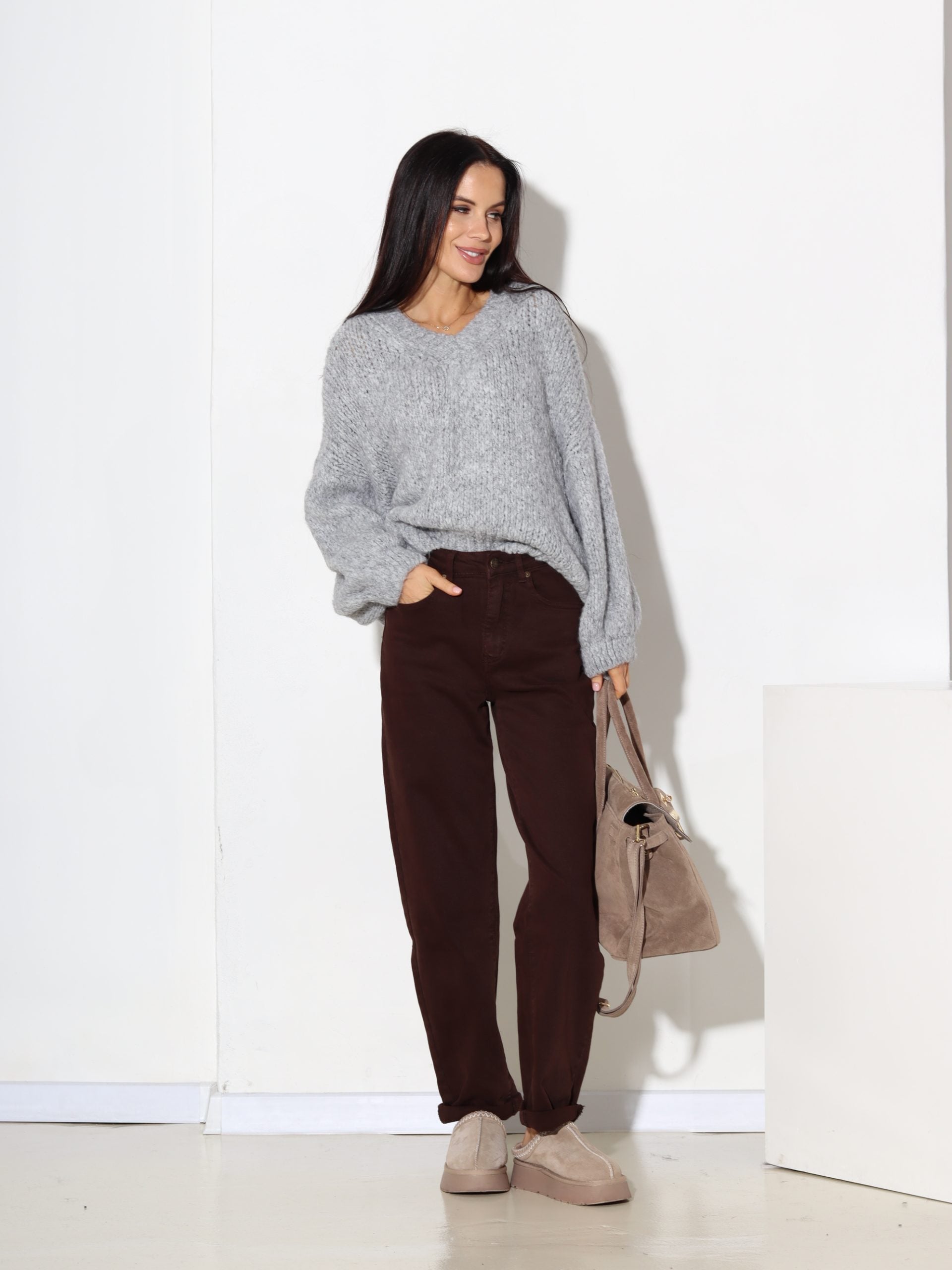 G.pelēks džemperis, biezas dzijas adījums - 17397