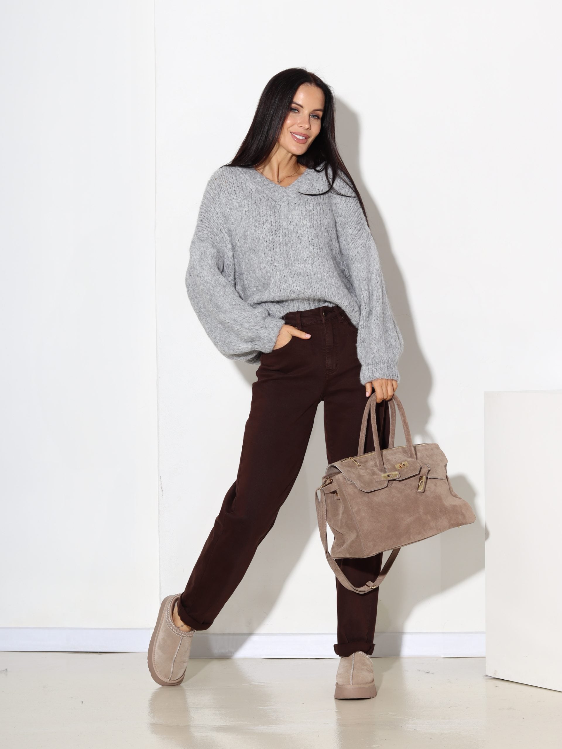 G.pelēks džemperis, biezas dzijas adījums - 17397