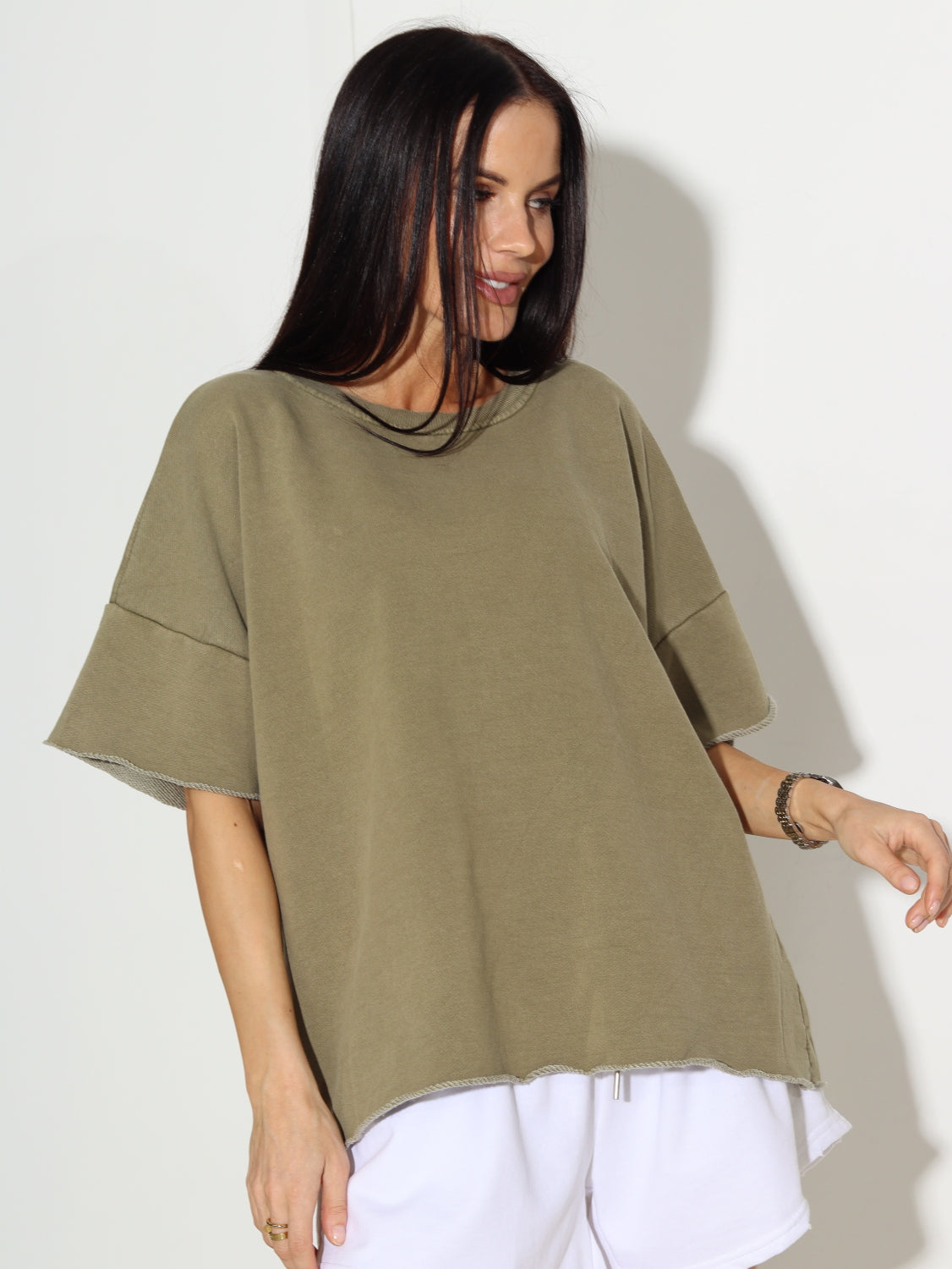 Zaļš cilpiņtrikotāšas t-krekls - 15664