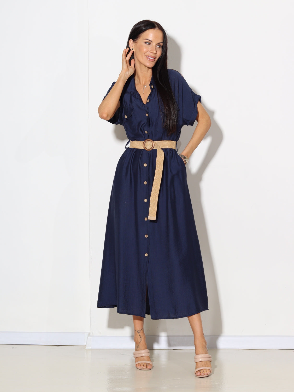 T.zila MIDI kleita ar podziņu aizdari - 14830