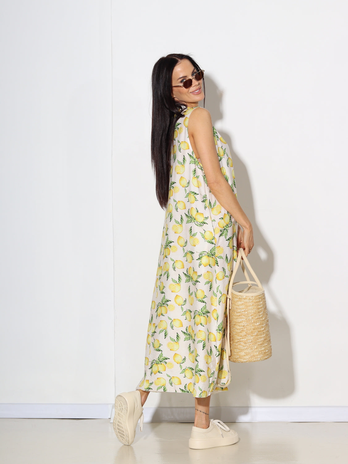 Balta basic midī kleita 'mazais citroniņš' - 14855