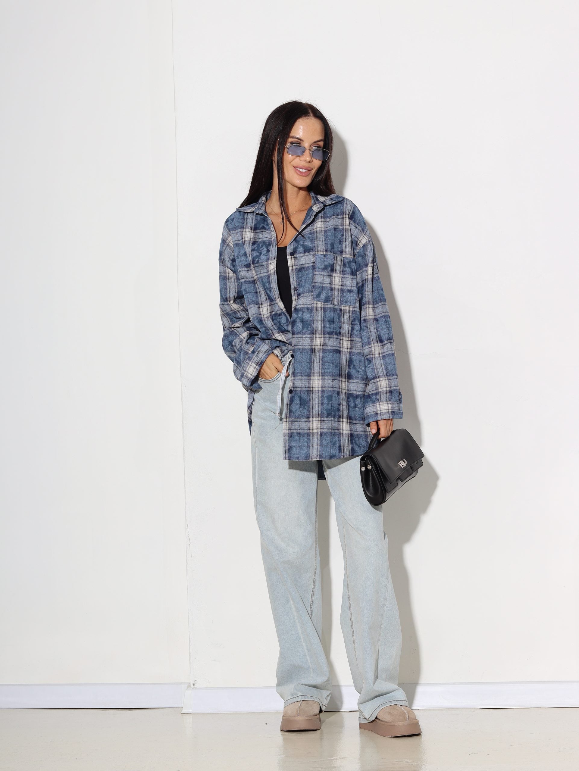 Zils rūtains krekls - 16340