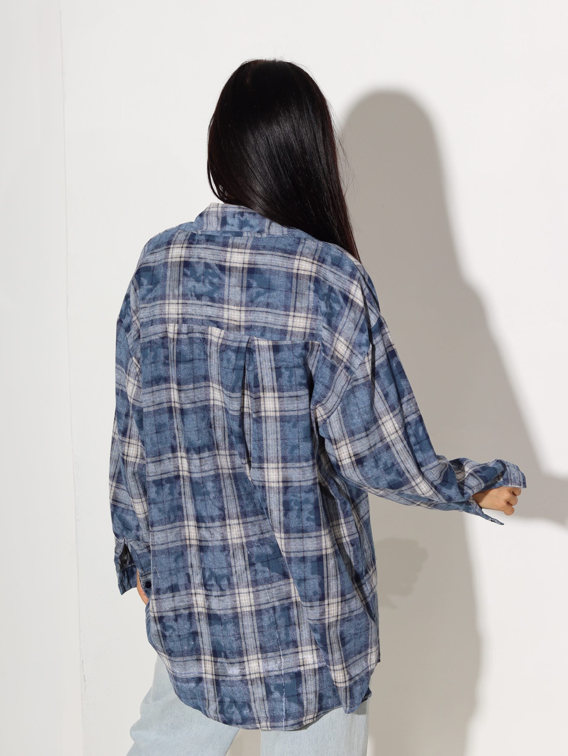 Zils rūtains krekls - 16340