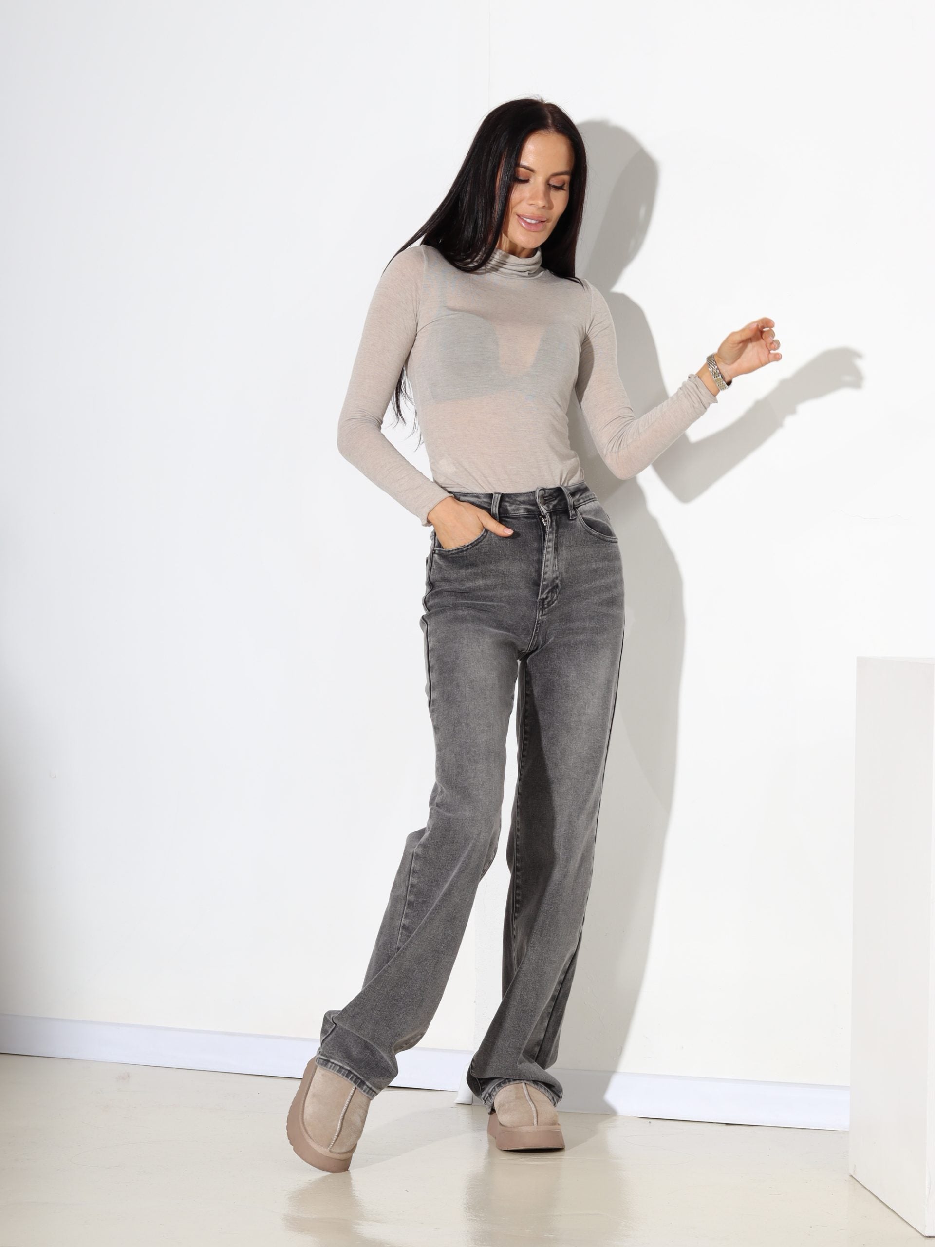 Pelēkas Laulia džinsa bikses "Loose straight , extra long" - 17747