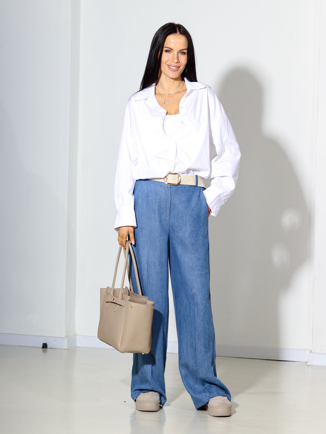 Zilas/džinsa auduma, klasiskas bikses - 14363