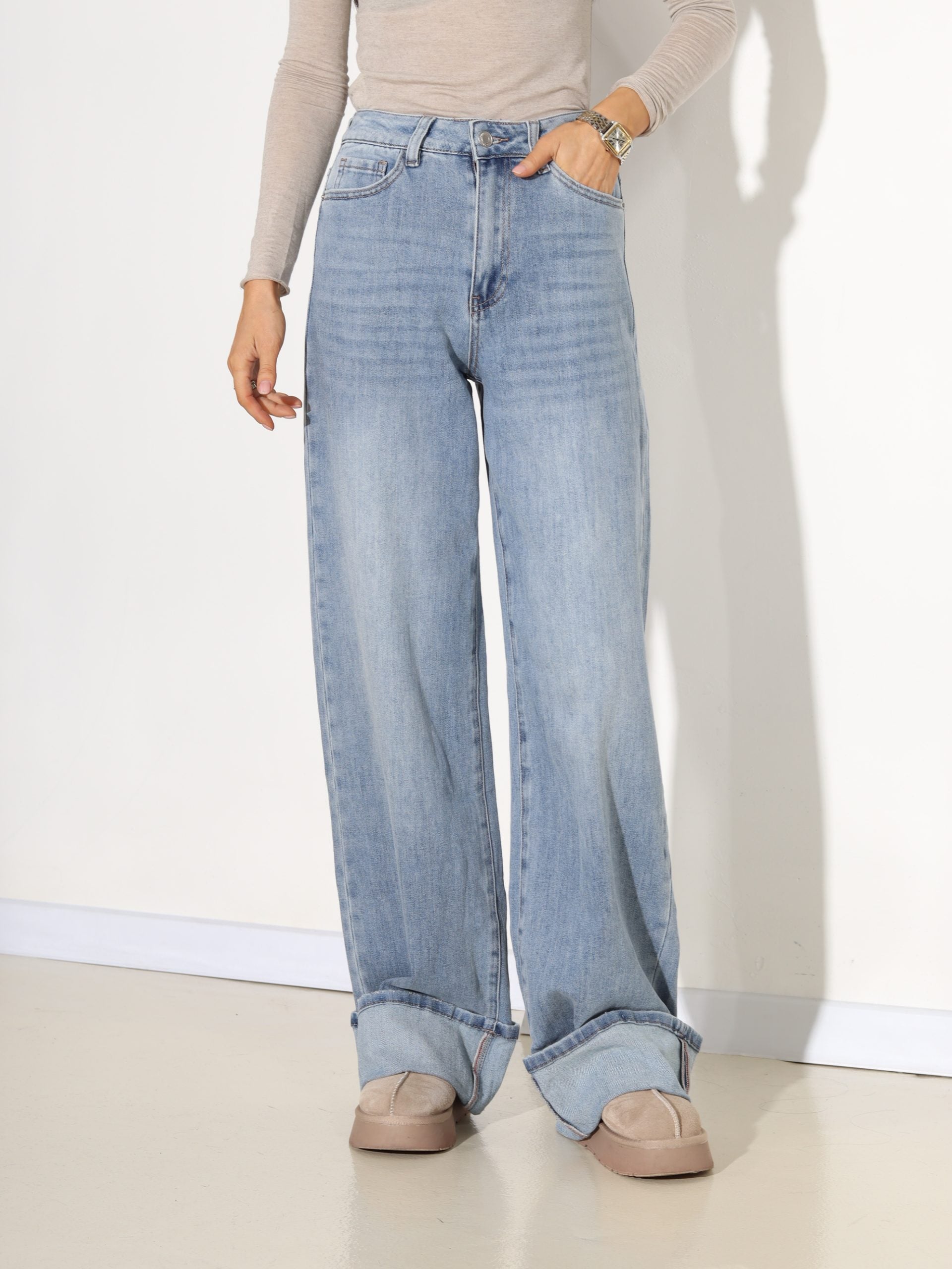 G.zilas Laulia džinsa bikses "Dad fit" ar atloku staru galos - 17756