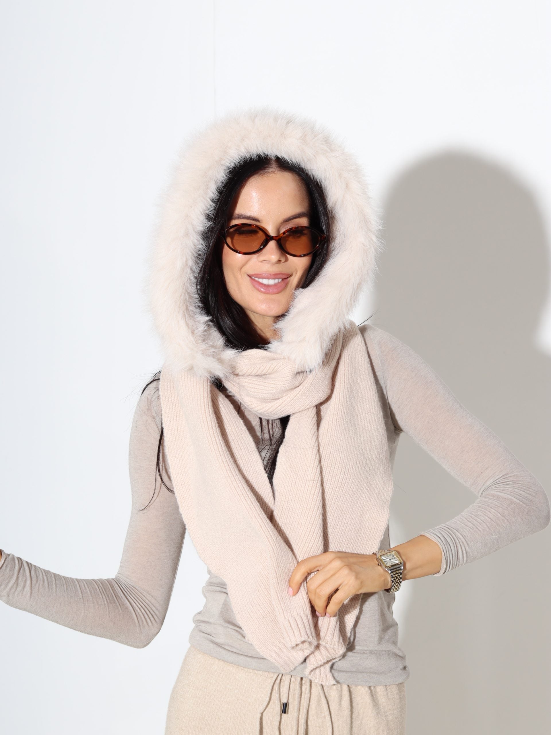 Bēša kapuce+šalle "2IN1" - 17428