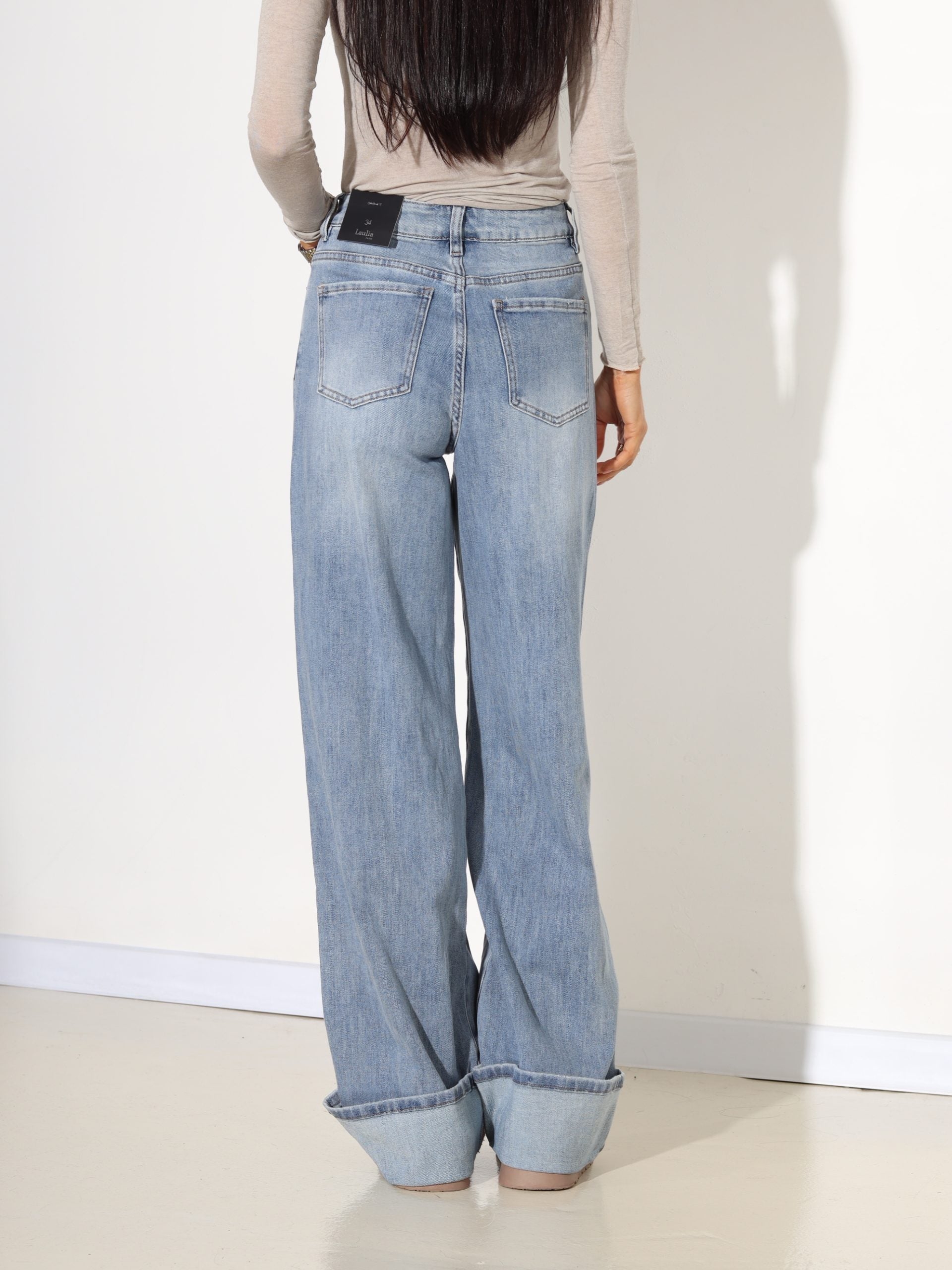 G.zilas Laulia džinsa bikses "Dad fit" ar atloku staru galos - 17756