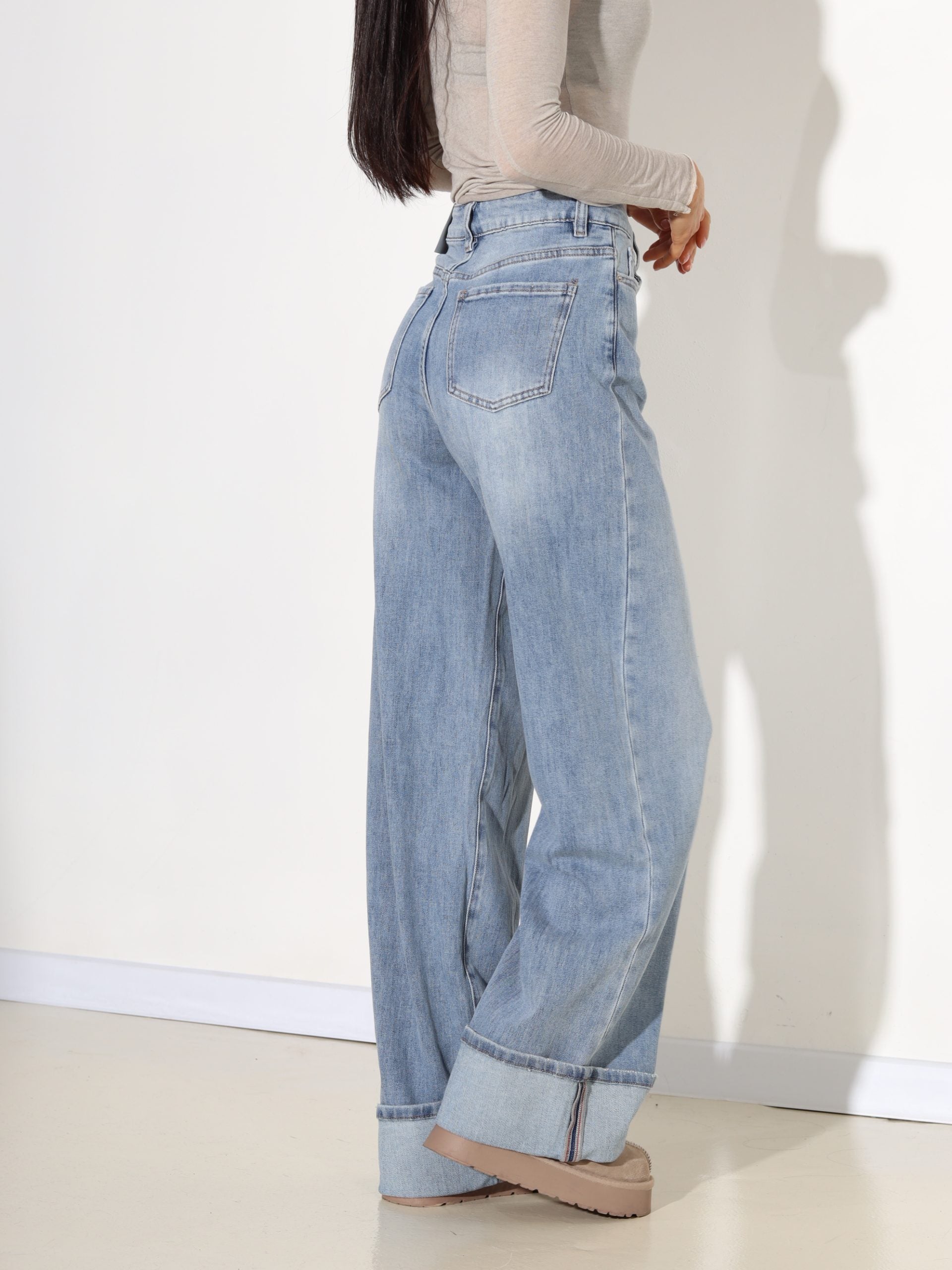 G.zilas Laulia džinsa bikses "Dad fit" ar atloku staru galos - 17756