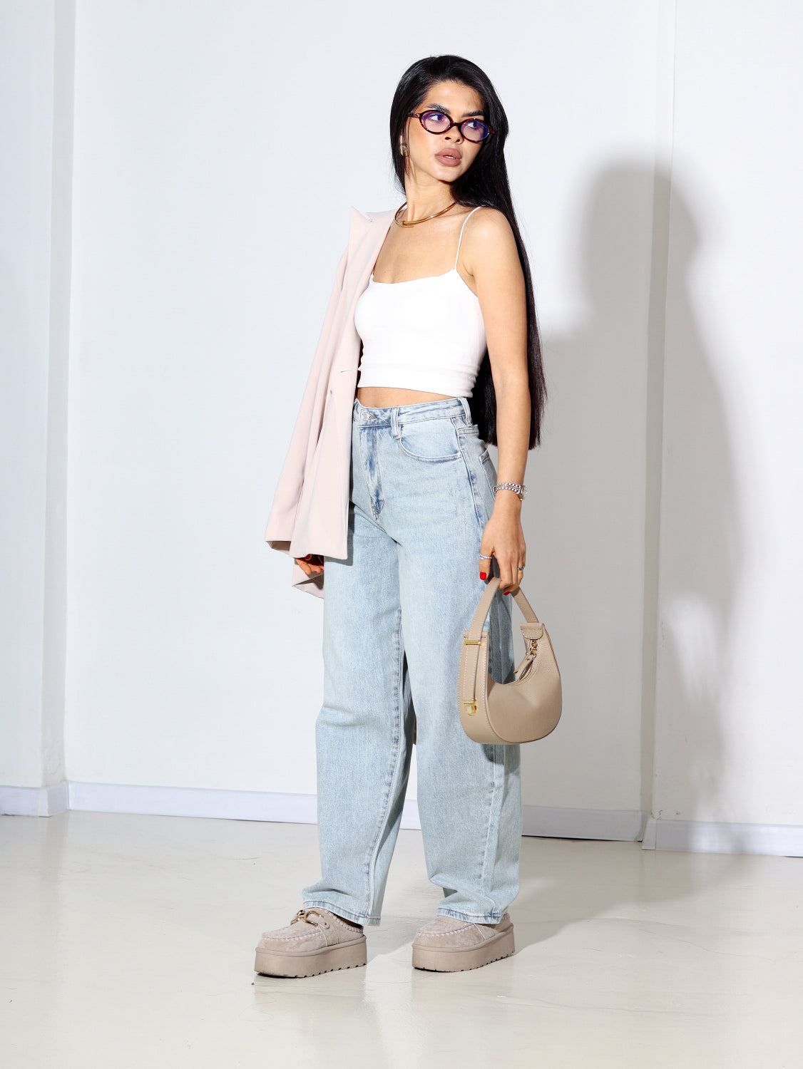 Zilganzaļas 'Balloon' džinsa bikses - 14368