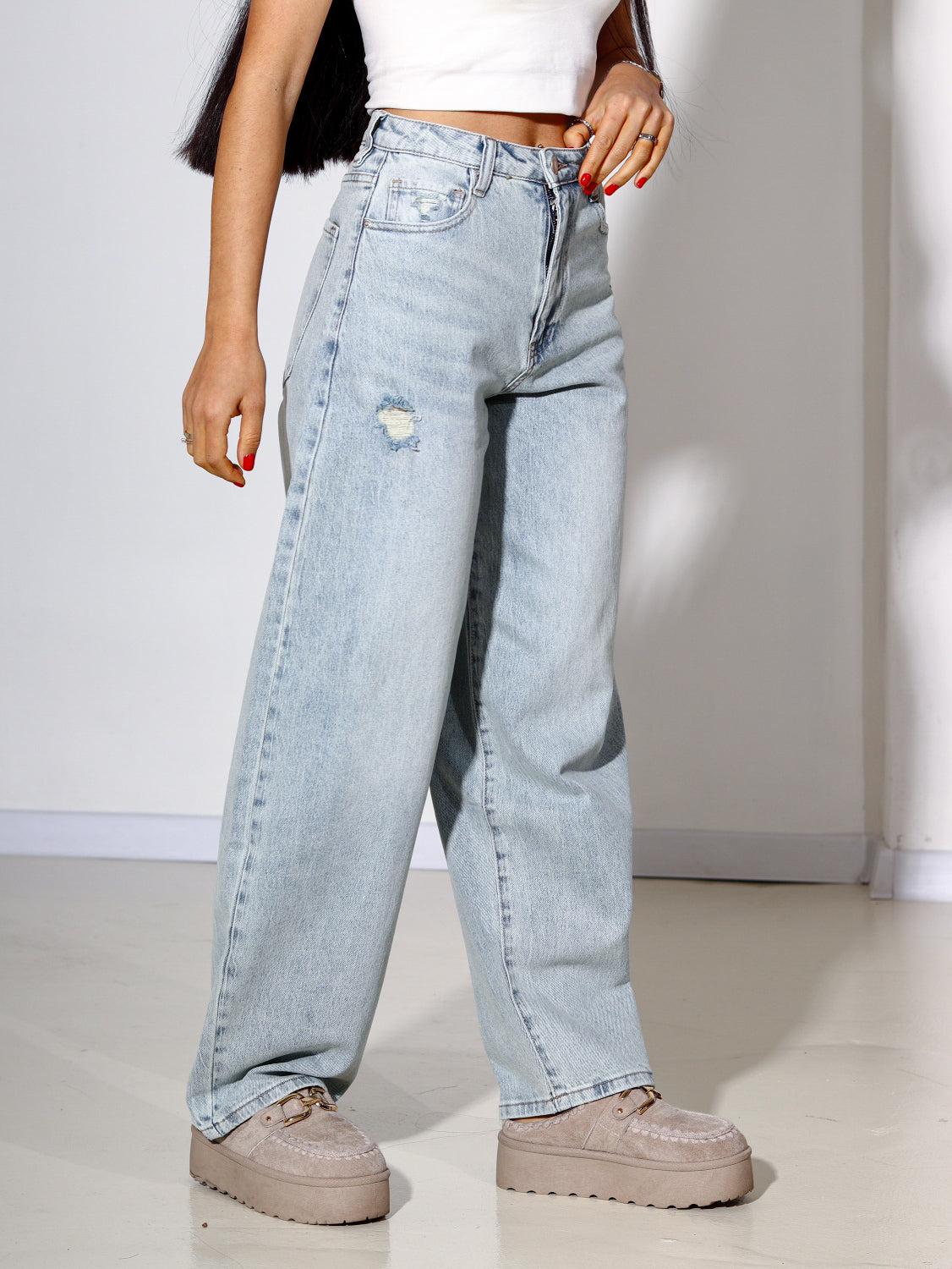 Zilganzaļas 'Balloon' džinsa bikses - 14368