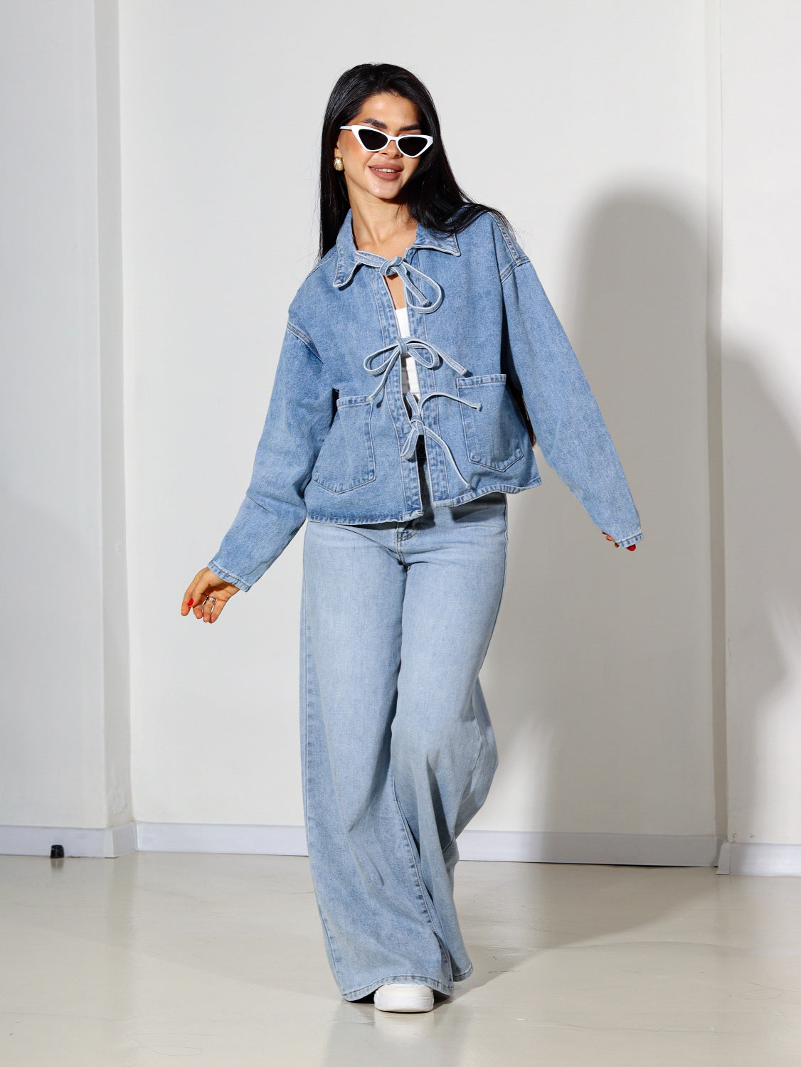 Zila sasienama džinsa jaka - 14370