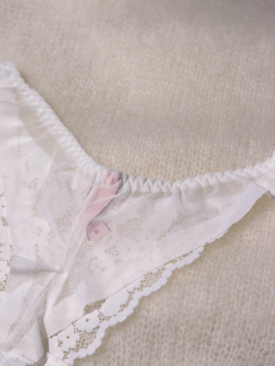 Baltas ziediņmežģīņu 'brazil' apakšbikses - 14390