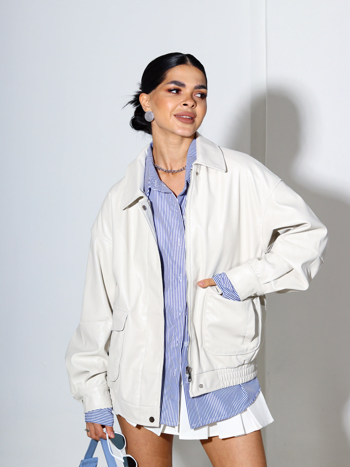 Balta krāsas m/ā ,,Bomber" tipa jaka - 14420