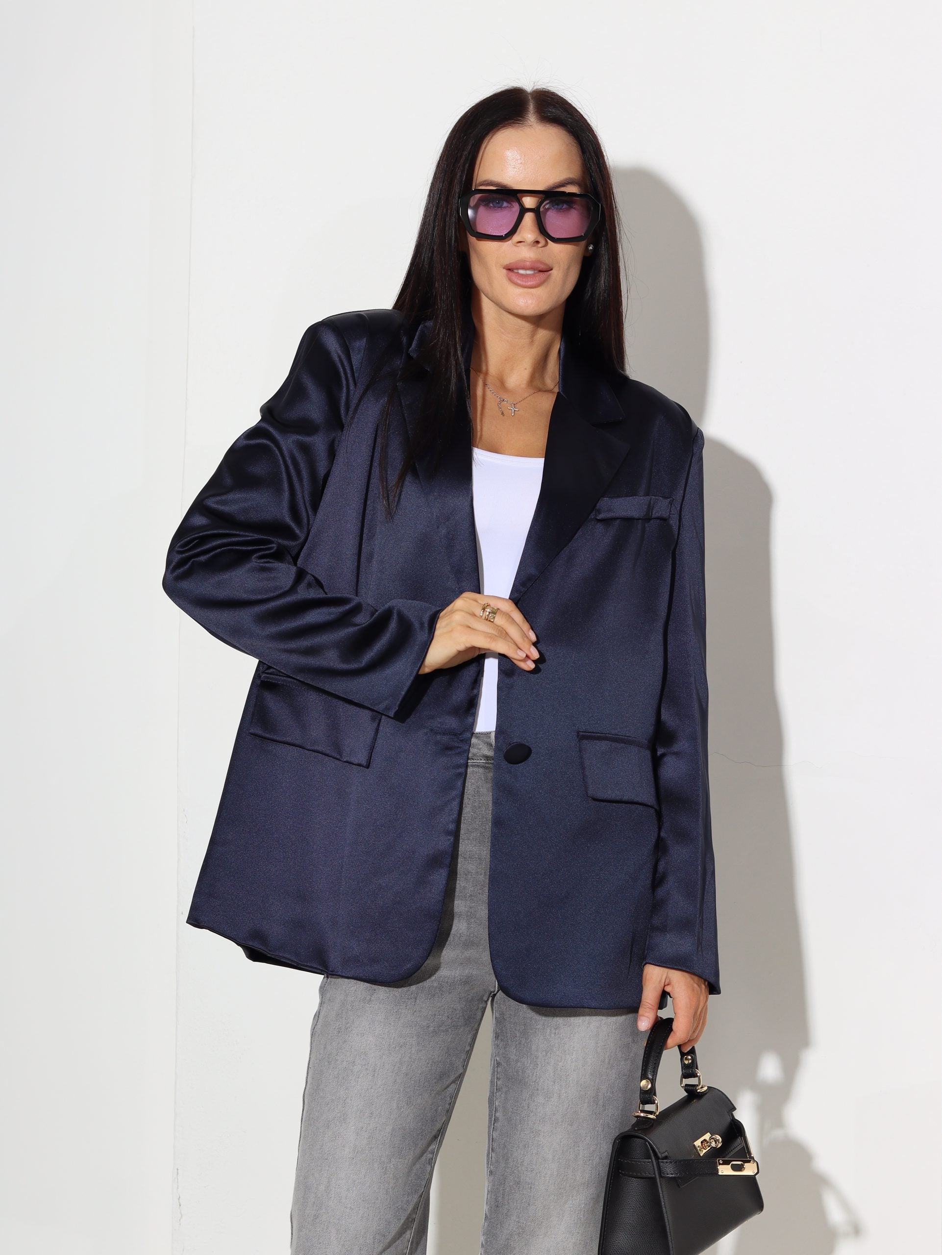 T.zila zīdīga auduma žakete ar 2 pogu aizdari - 16409