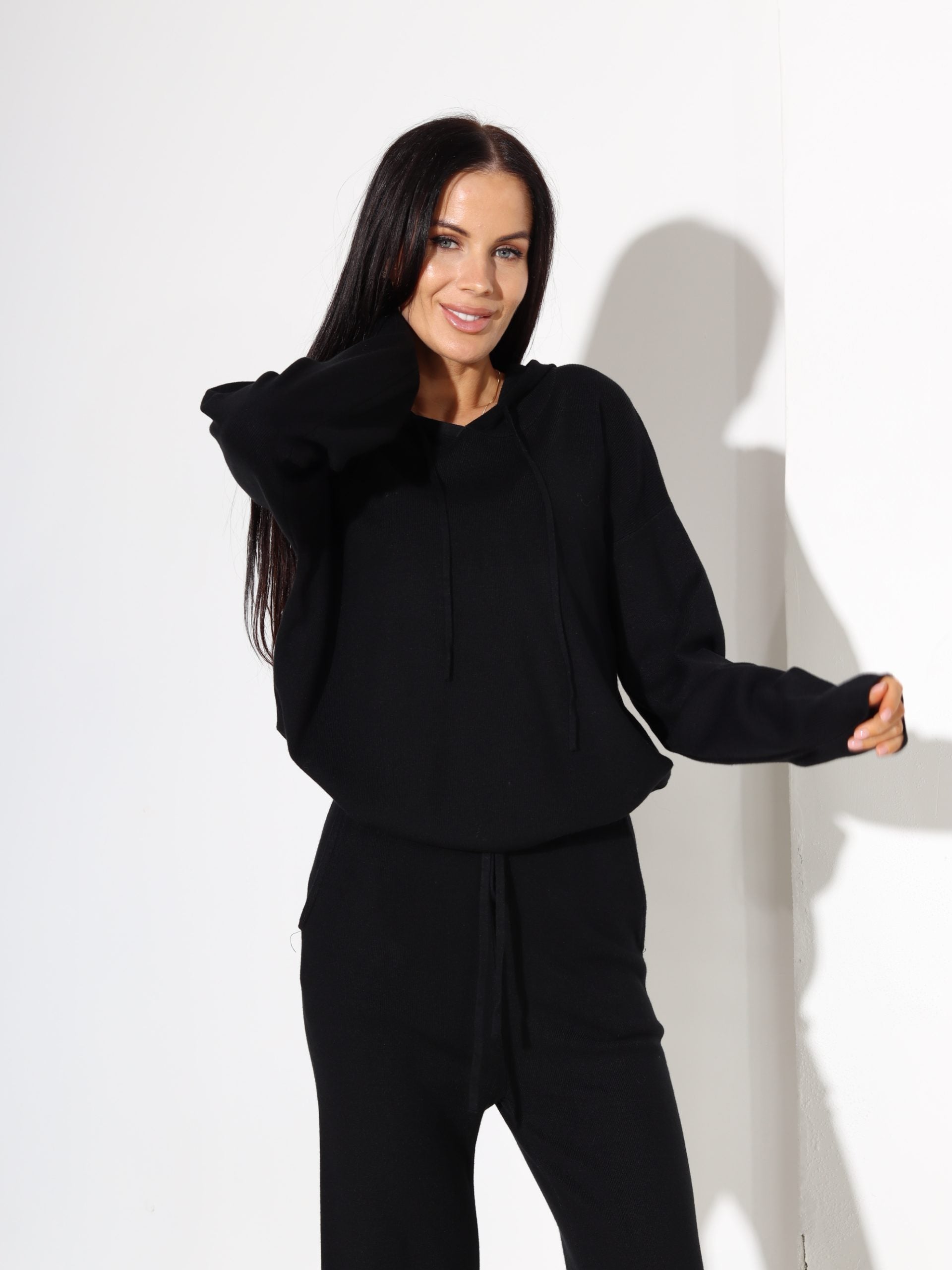 Melns, krītošs smalka adītījuma komplekts - 17826