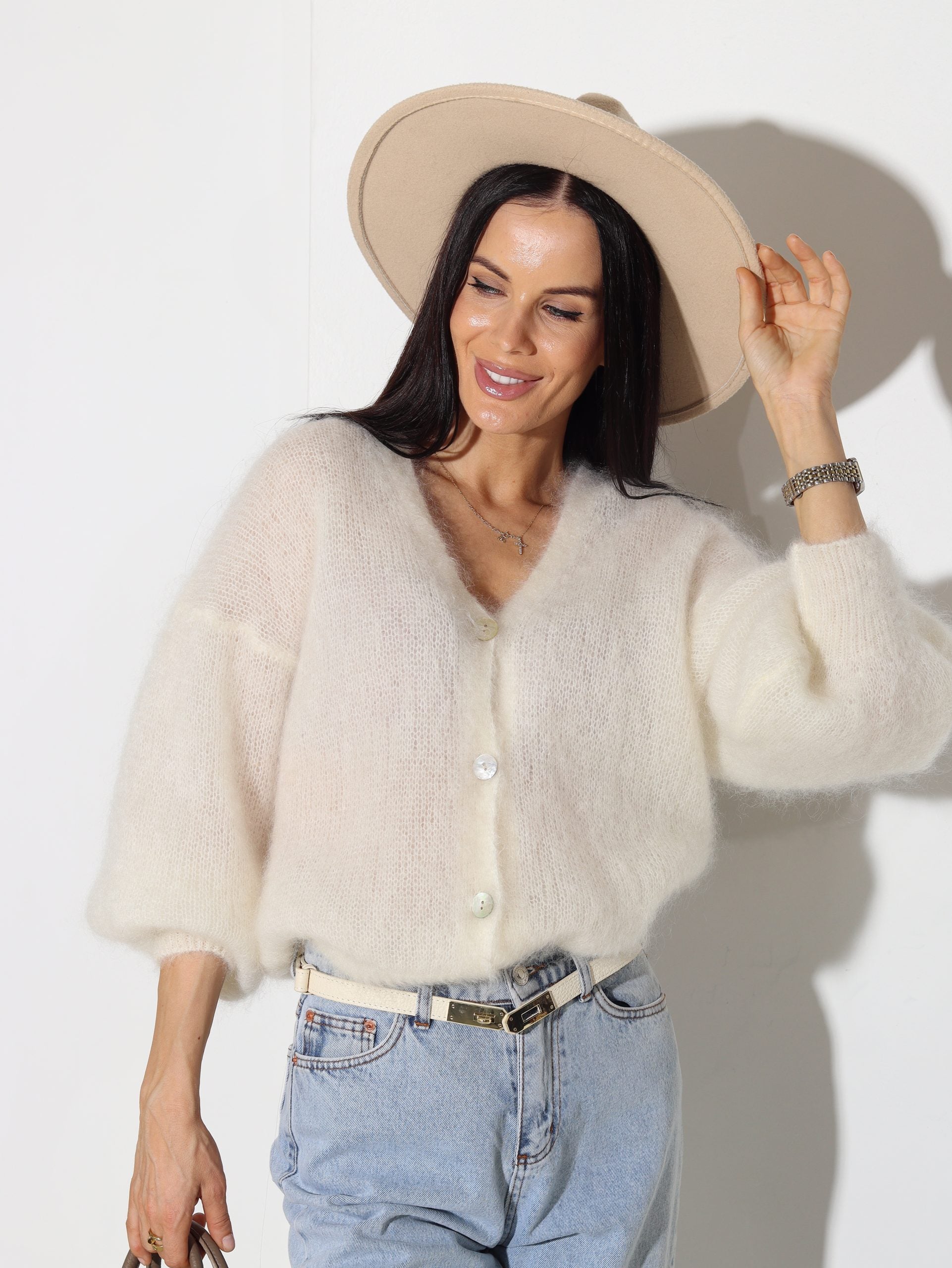 Balta baby mohēras jaka - 15782