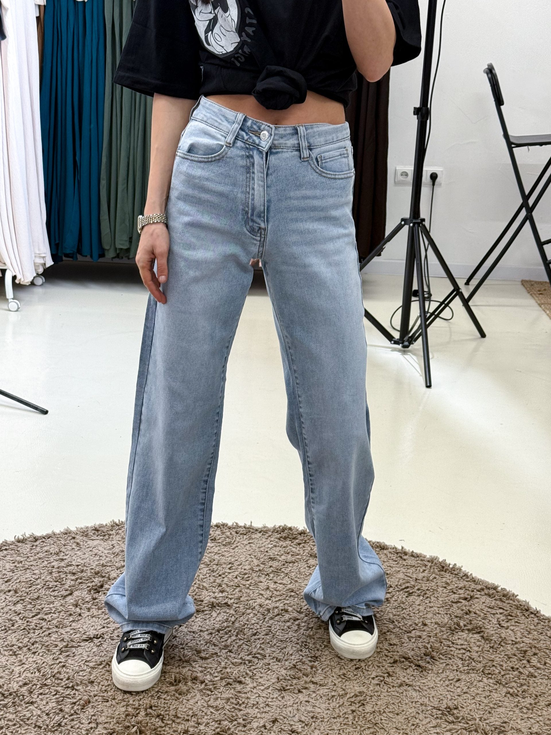 Zilas džinsa bikses ,, Wide legs'' ar paplatinātiem galiem - 14958