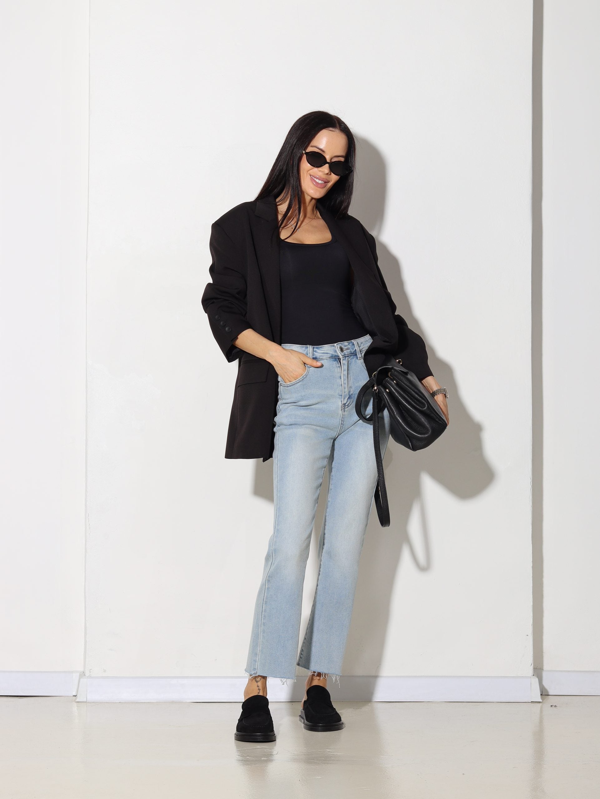 Gaiši zilas Laulia firmas ,, Crop flare ankle '' džinsa bikses - 15813