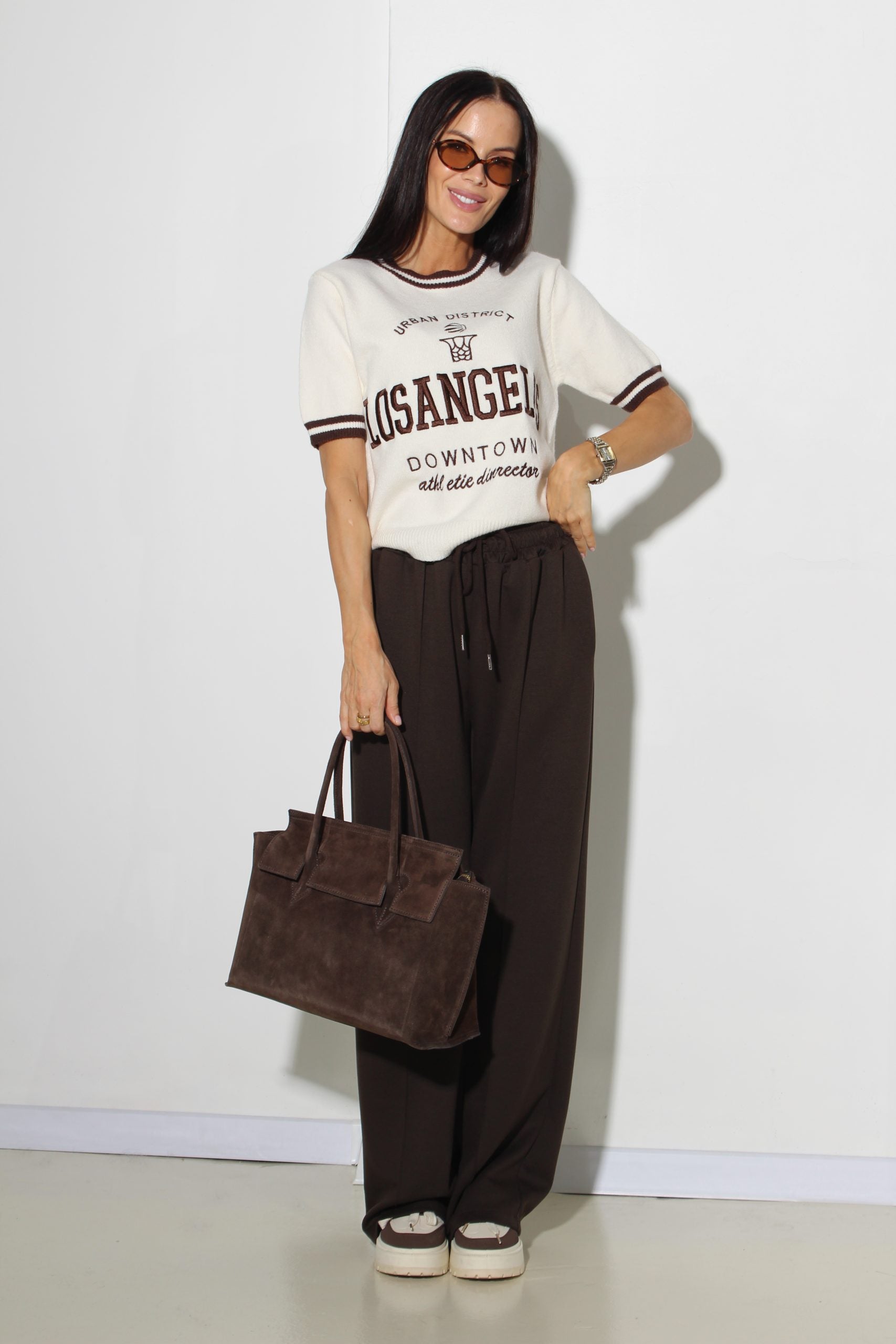 Tumši brūnas, sportiska stila bikses - 16082