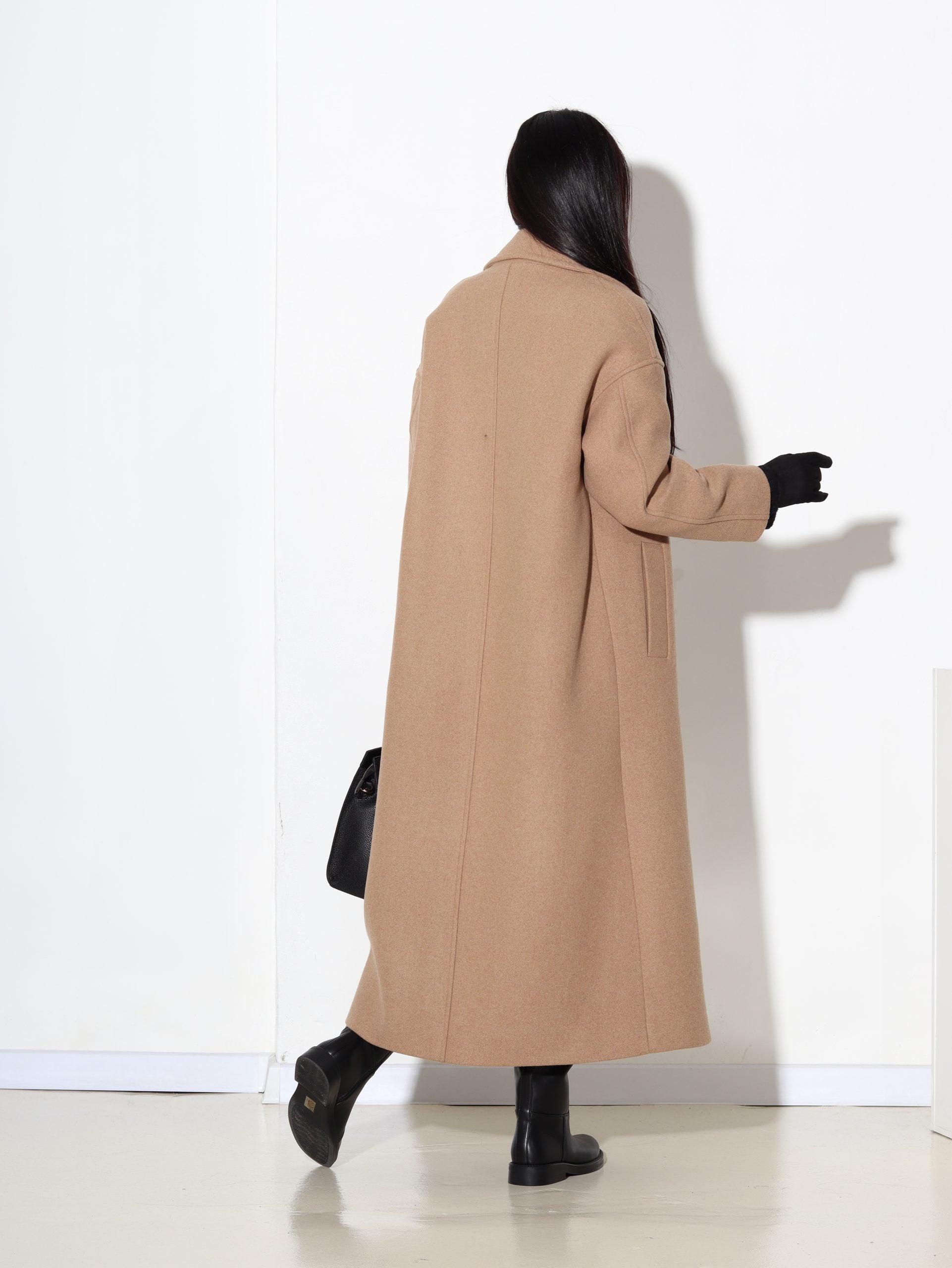 G.brūns, taisnas piegrieznes mētelis ar vilnu sastāvā - 17099