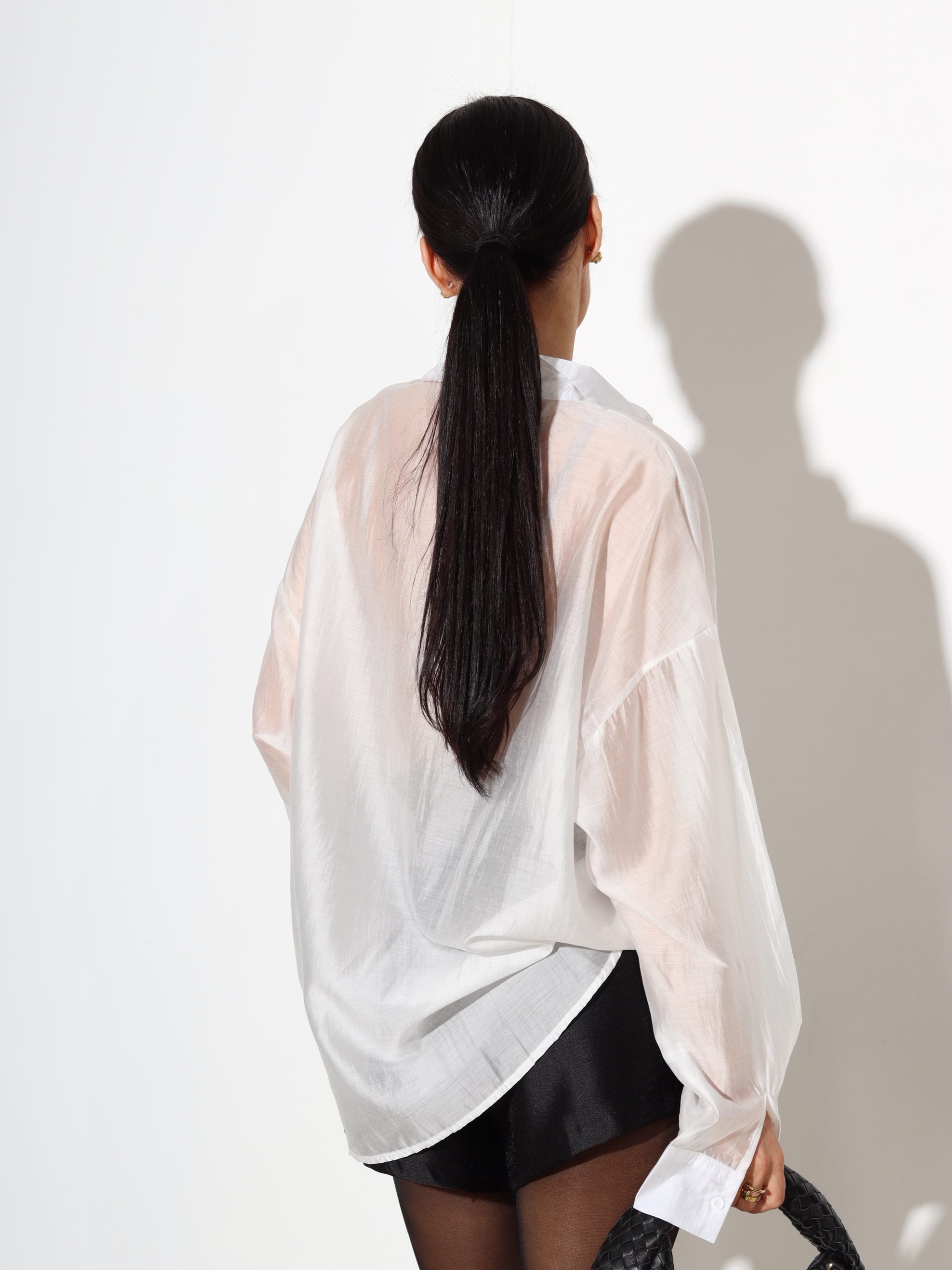 Balta zīda blūze ar apkali - 17485