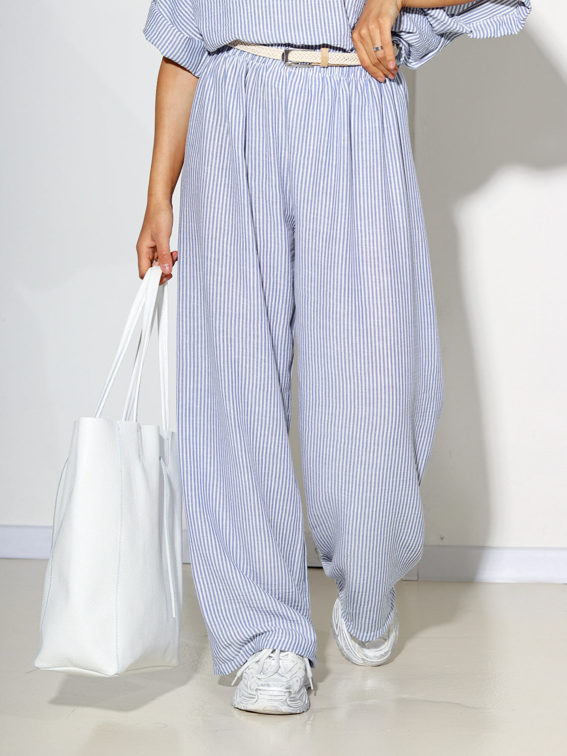 T.zilu svītriņu lina tipa bikses - 14506